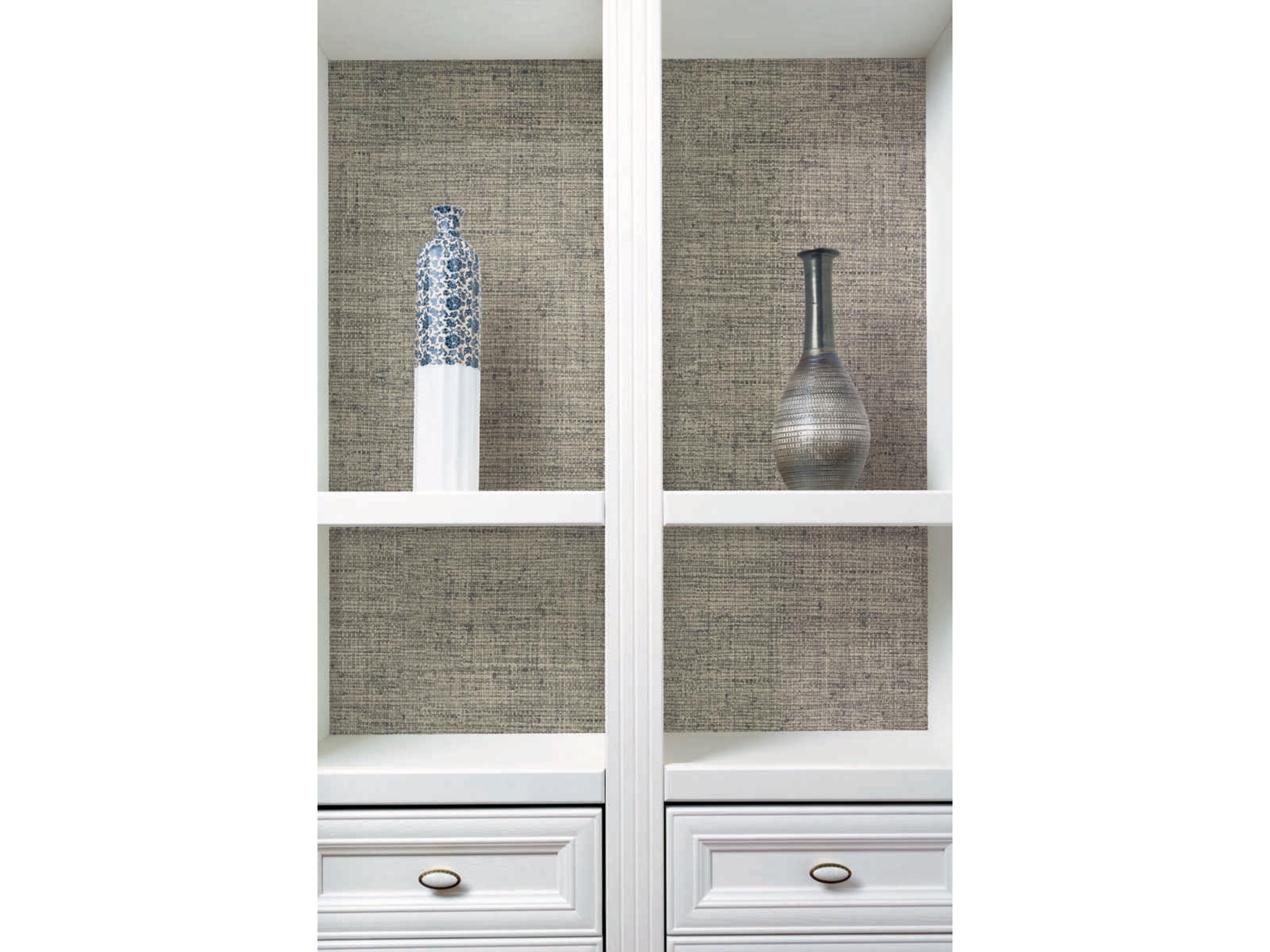 York Wallcoverings Conservatory Black / Grey Papyrus Weave Wallpaper