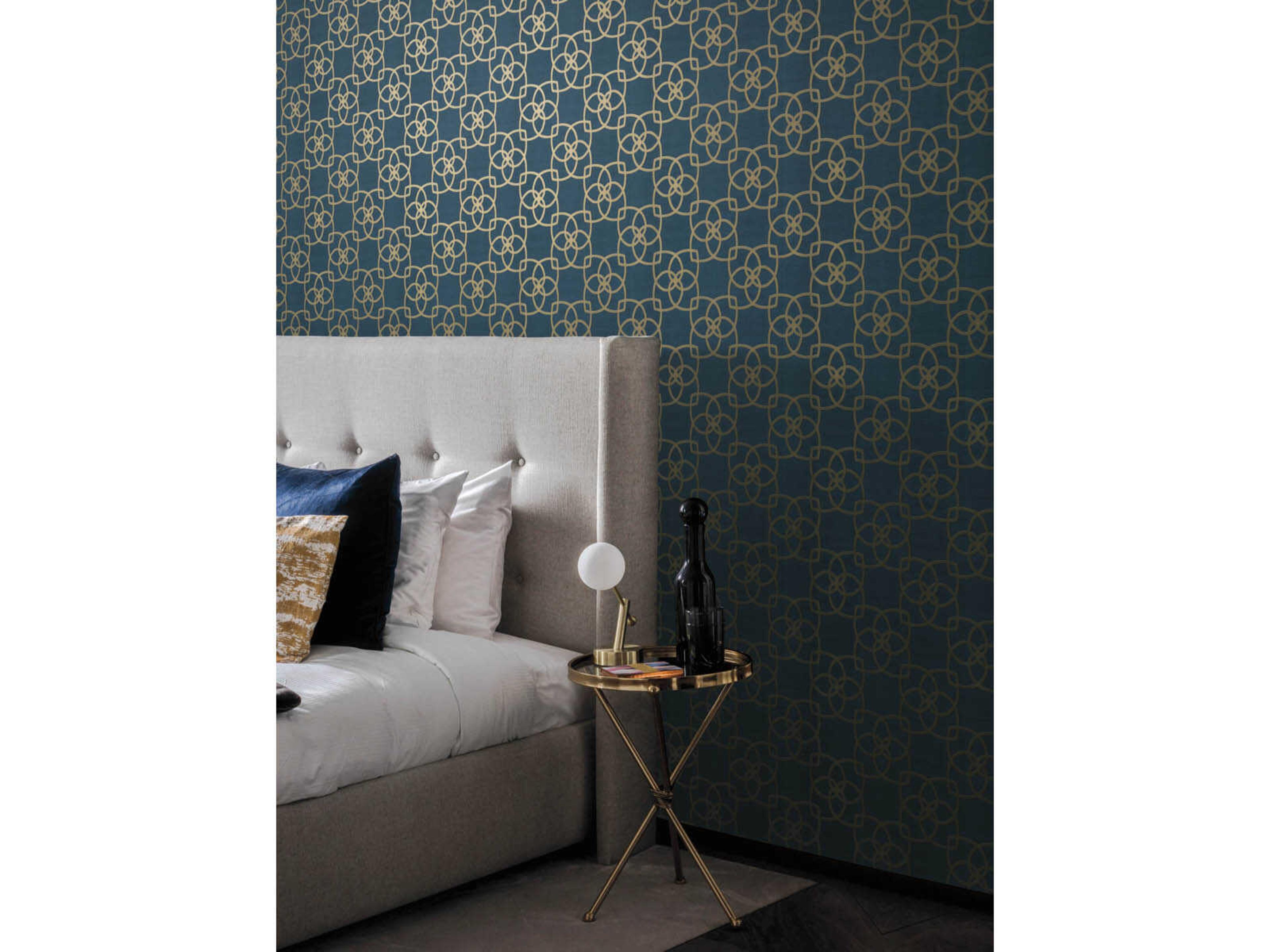 Serendipity Geometric Unpasted Wallpaper in Navy