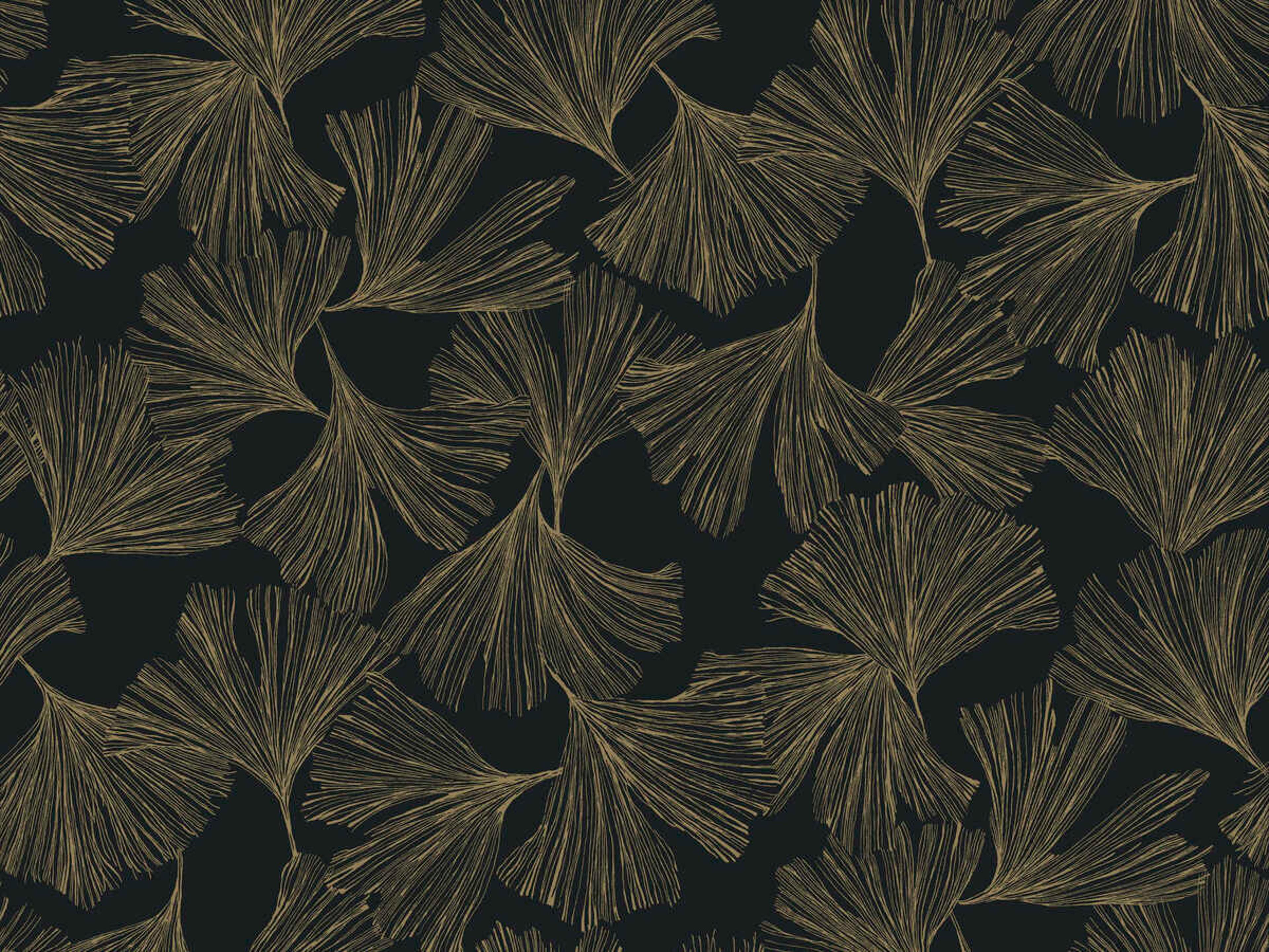 York Wallcoverings Antonina Vella Dazzling Dimensions Volume II Black Gingko Toss Wallpaper