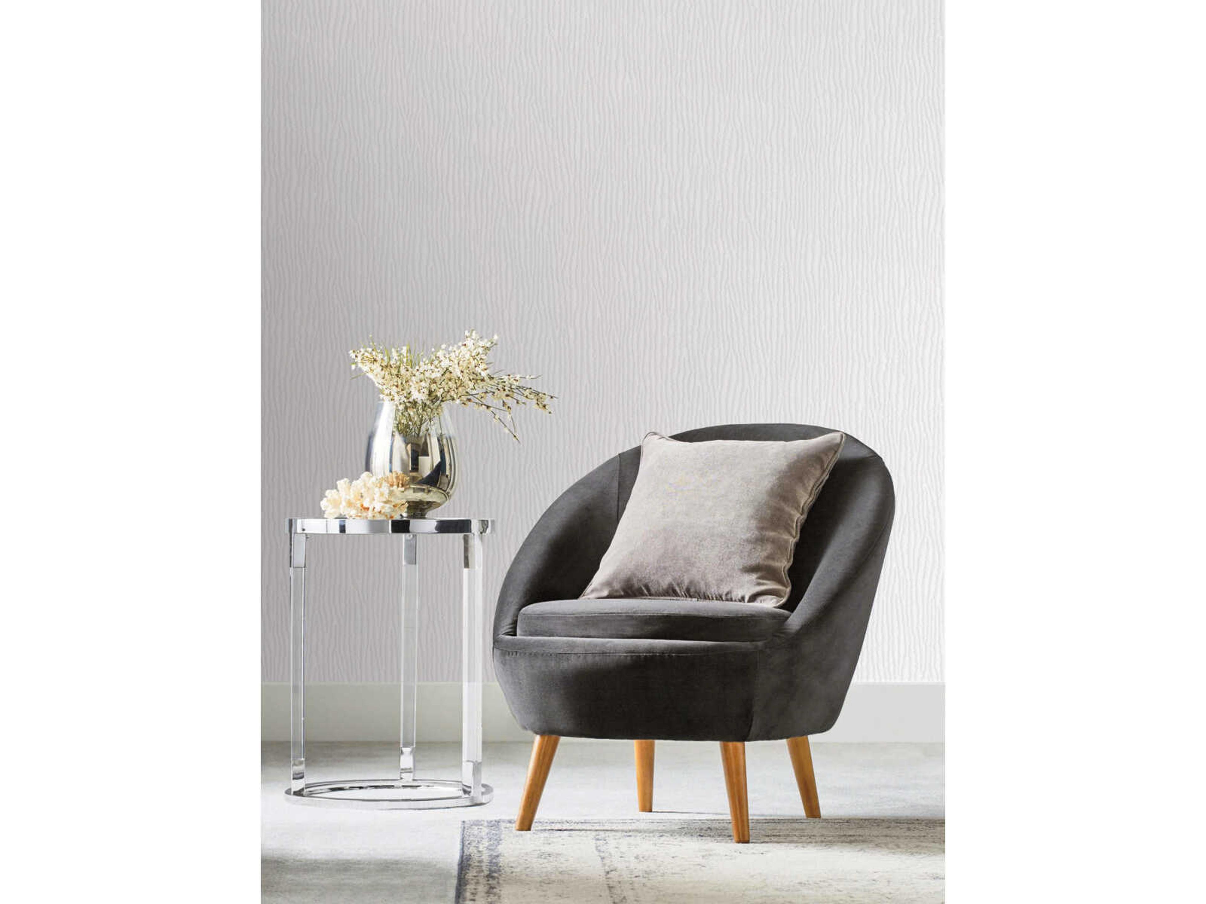 Rain Chimes White Non-Woven Wallpaper with Glass Beads