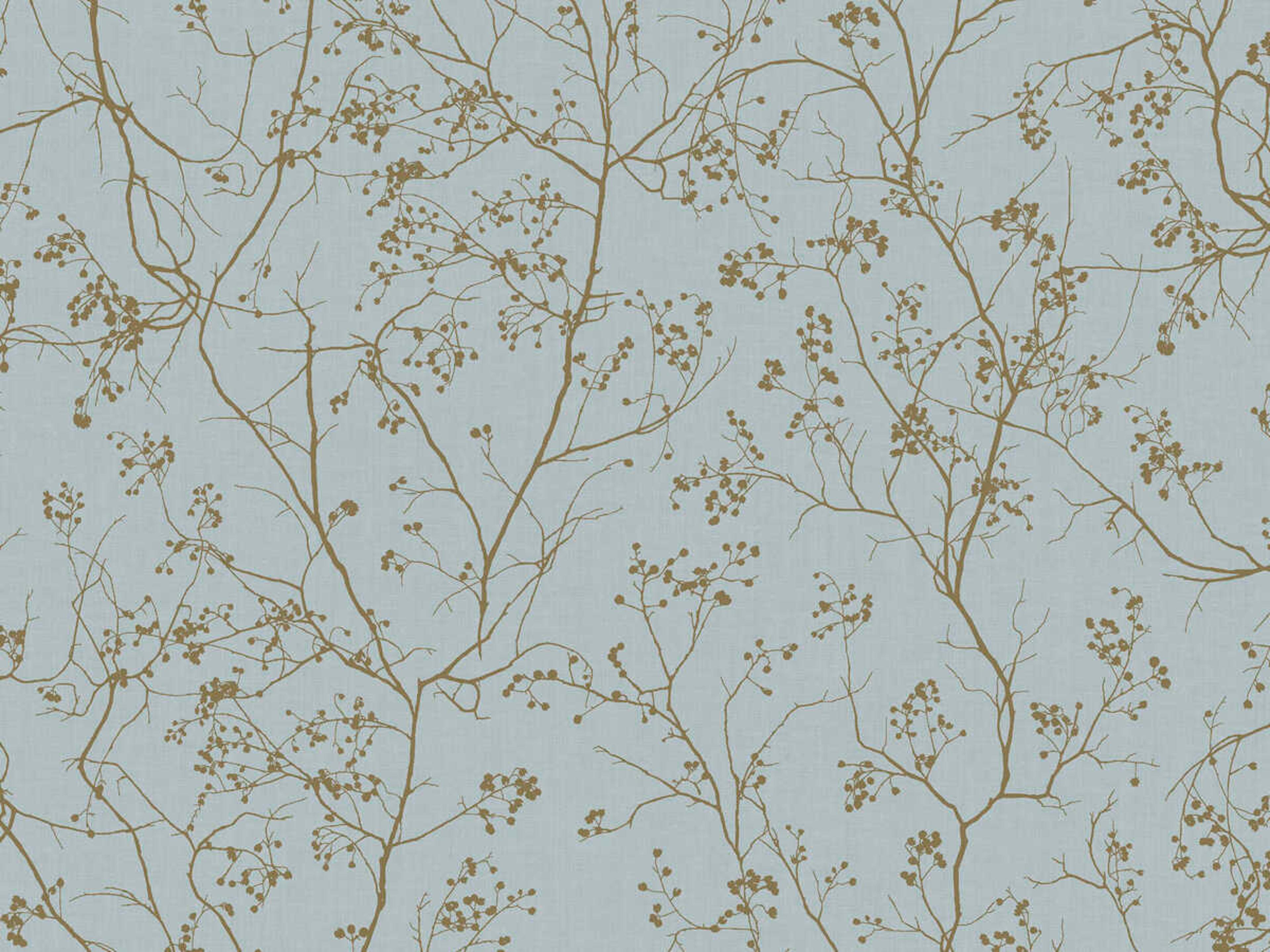 York Wallcoverings Antonina Vella Dazzling Dimensions Volume II Blue Gold Luminous Branches Wallpaper