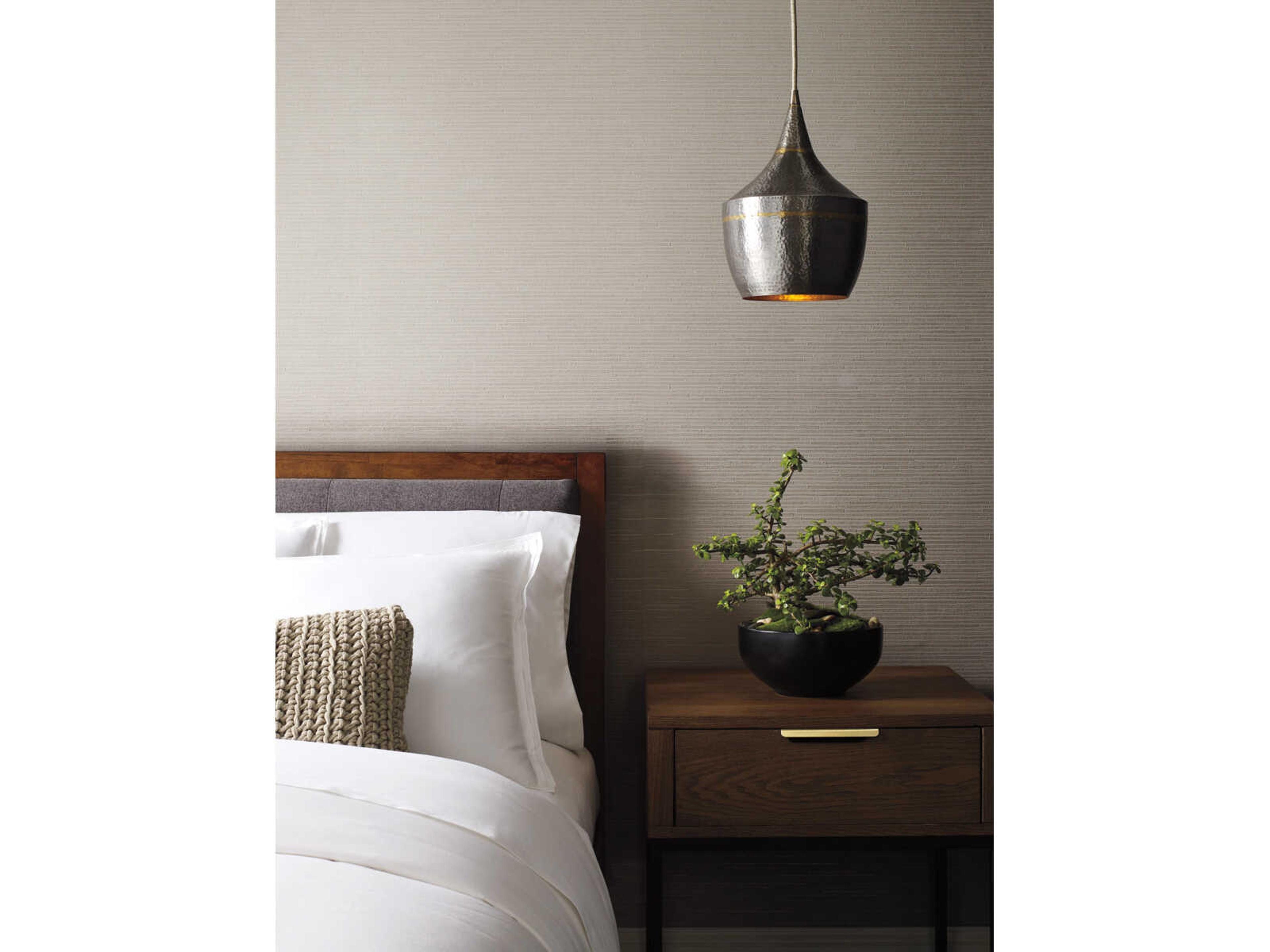 York Wallcoverings Antonina Vella Dazzling Dimensions Volume II Silver Metallic Ribbon Bamboo Wallpaper