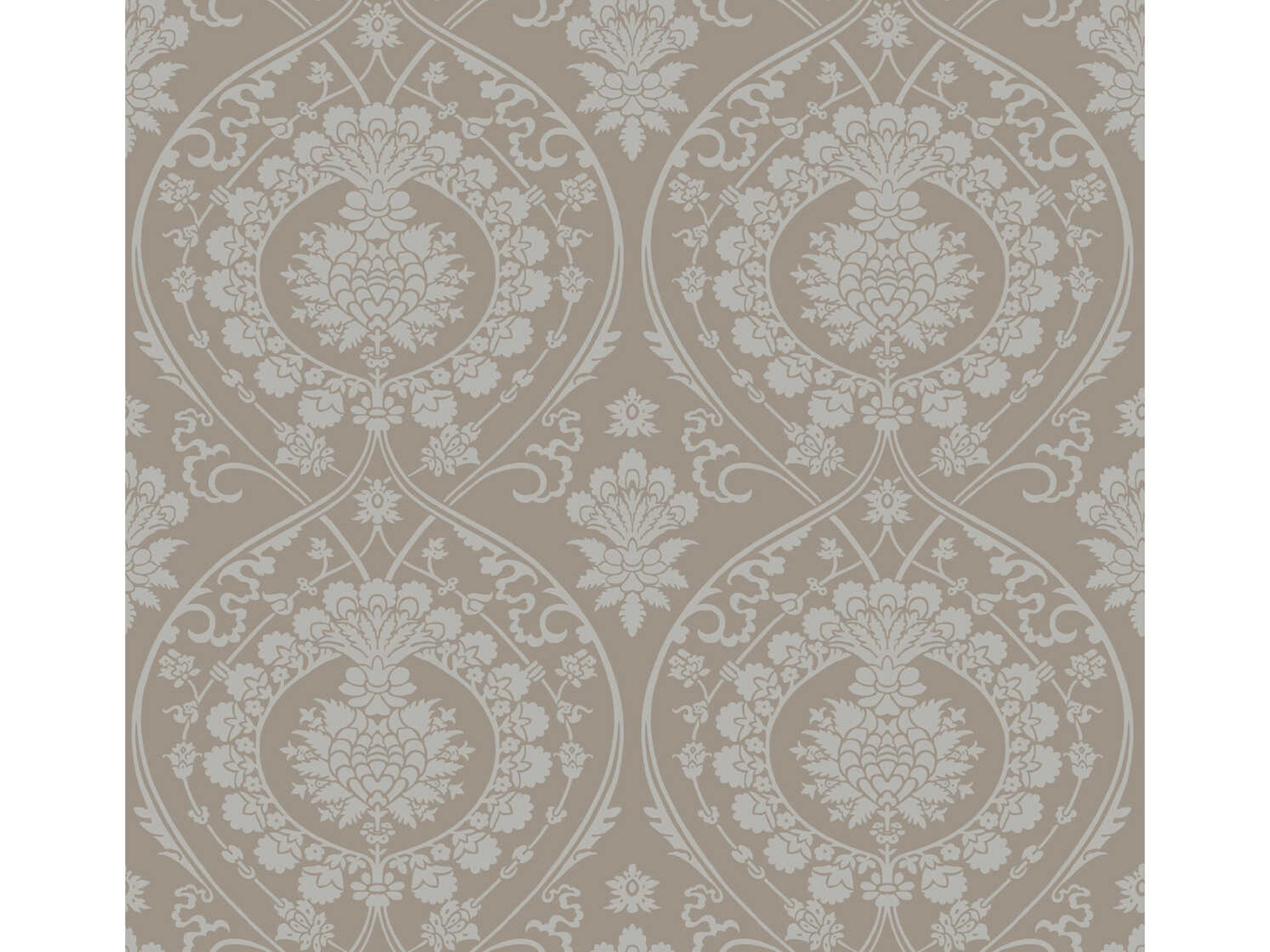 York Wallcoverings Damask Resource Library Beige Silver Imperial Damask Wallpaper