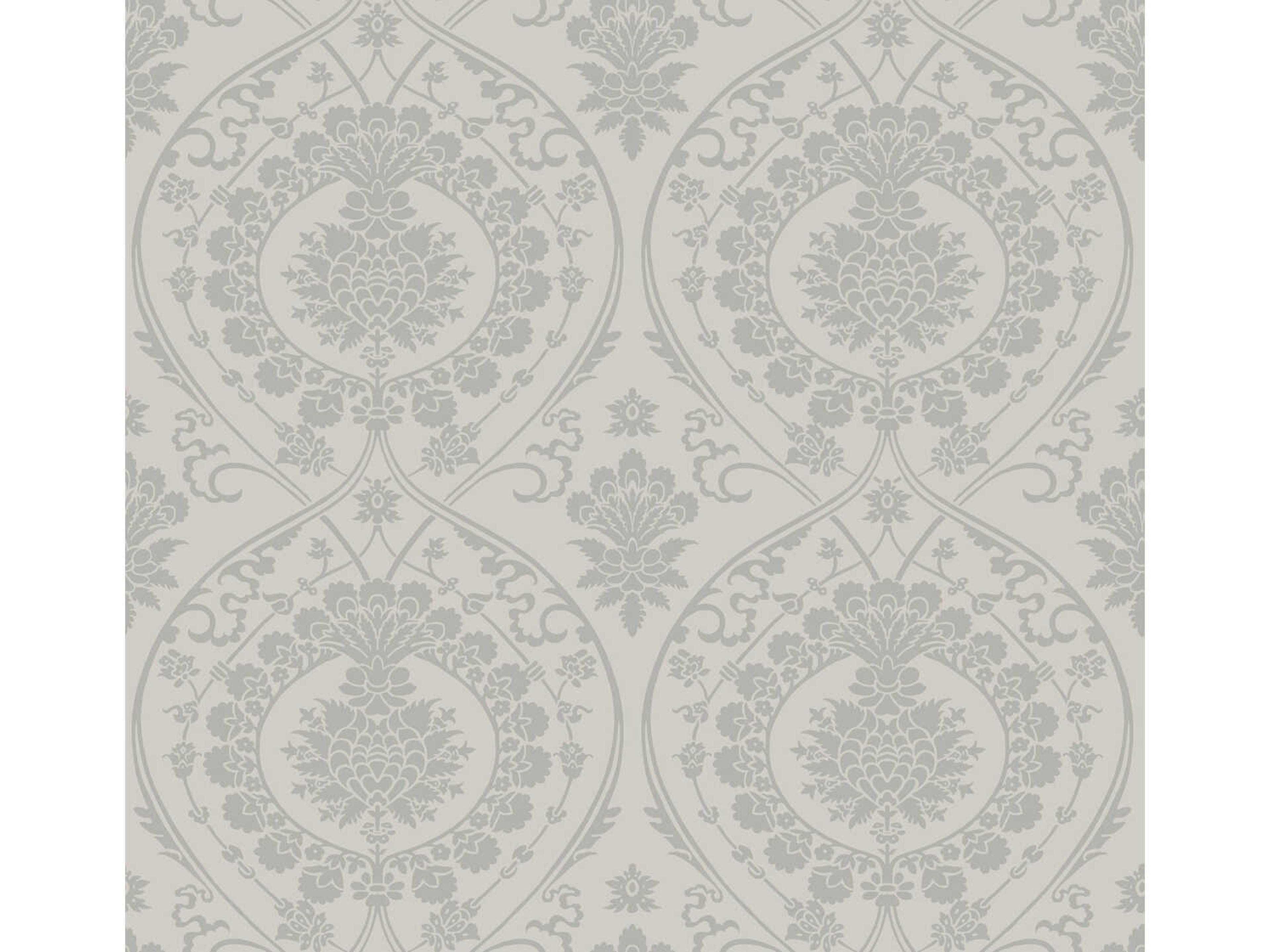 York Wallcoverings Damask Resource Library Grey Silver Imperial Damask Wallpaper