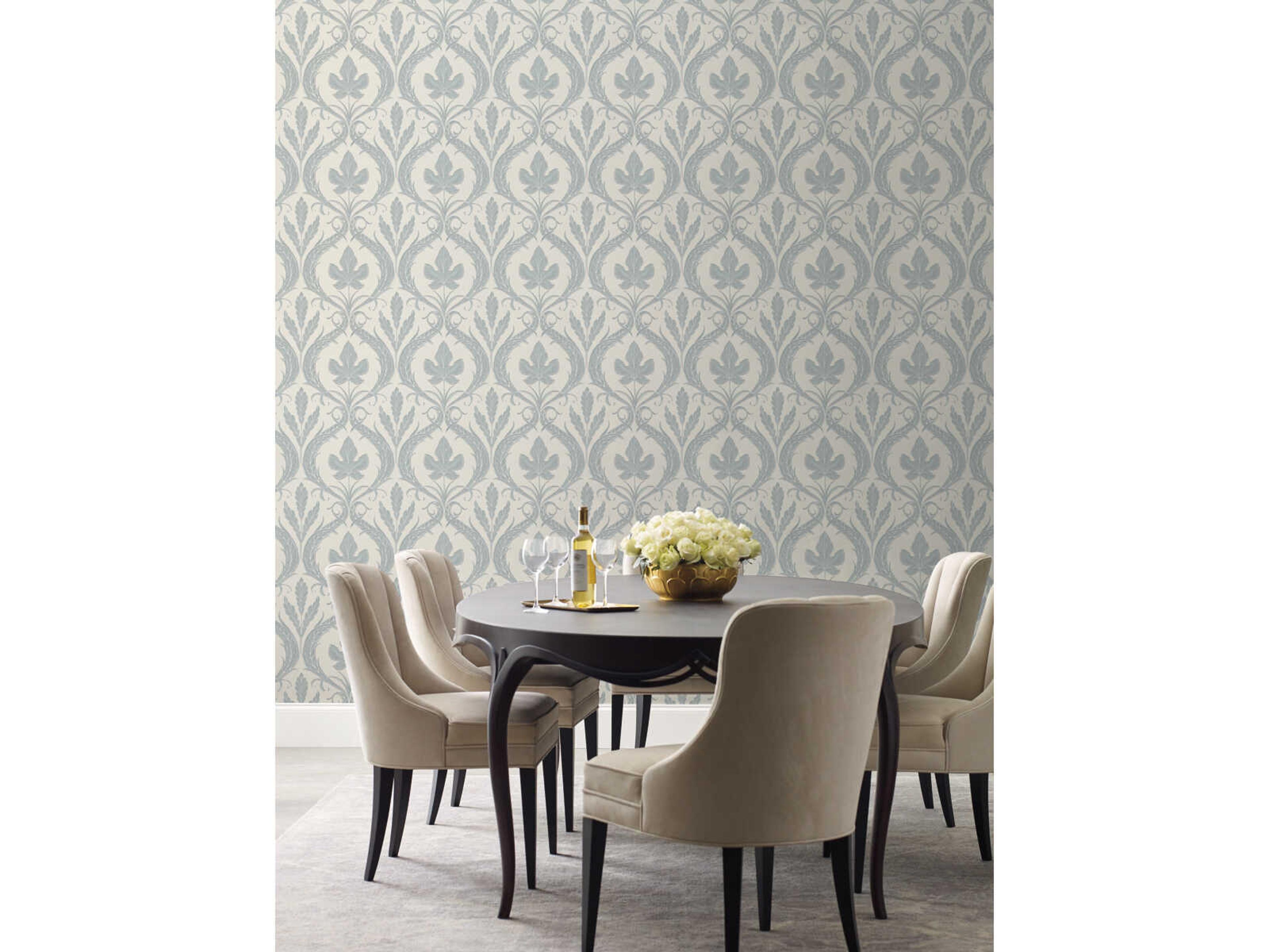 York Wallcoverings Damask Resource Library Blue Beige Adirondack Damask Wallpaper