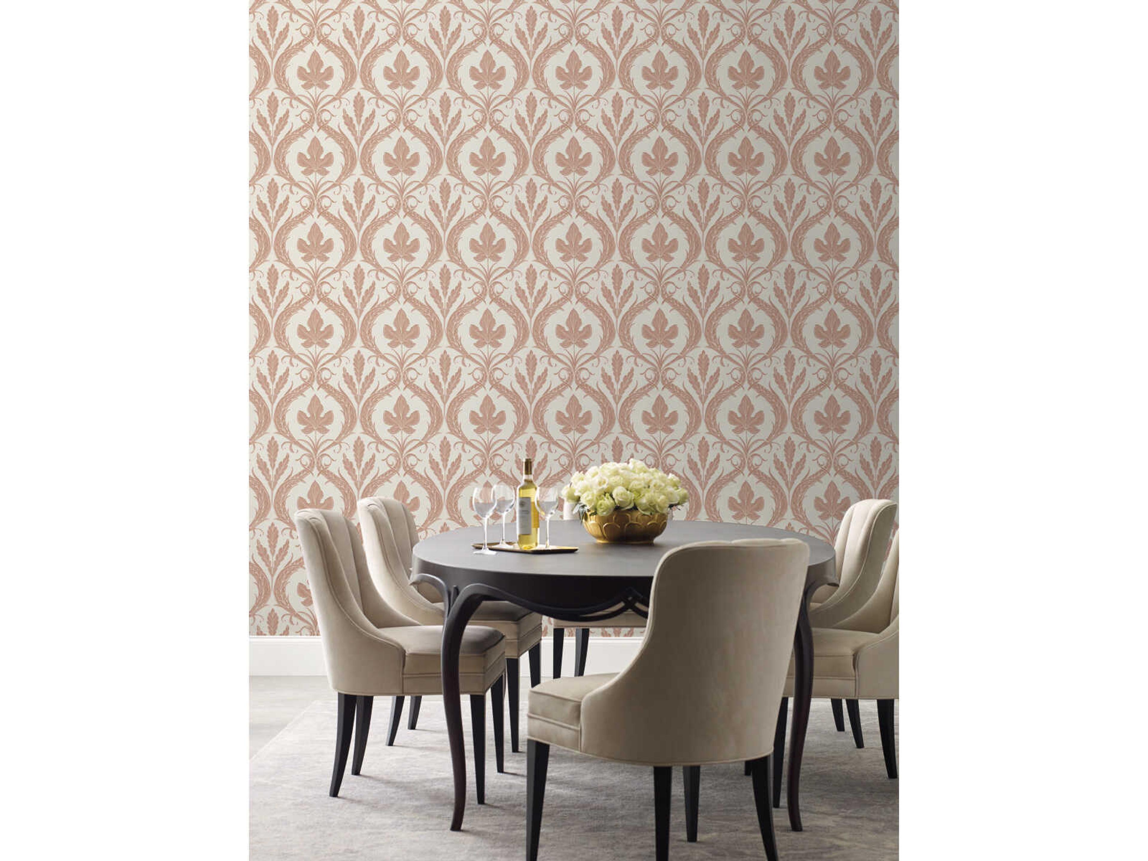 York Wallcoverings Damask Resource Library Brown Beige Adirondack Damask Wallpaper