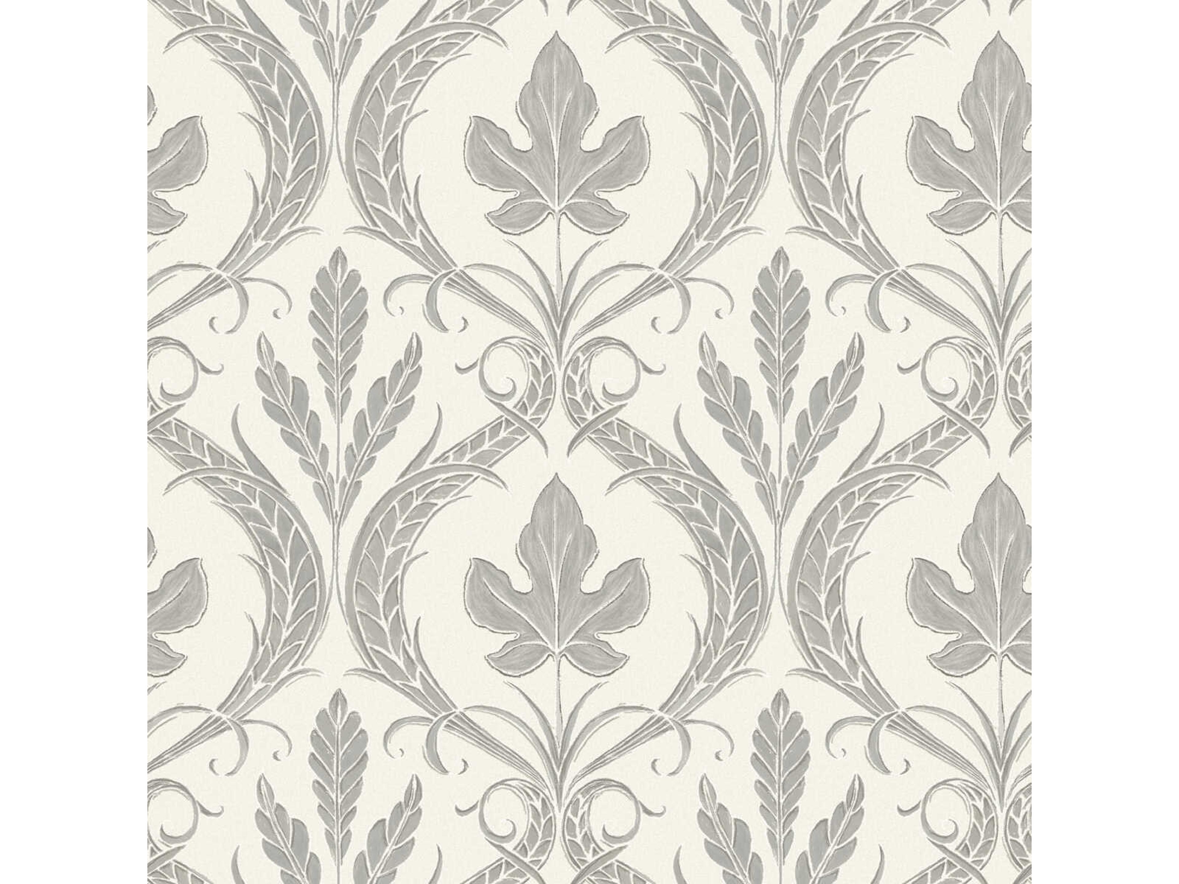 York Wallcoverings Damask Resource Library Grey Beige Adirondack Damask Wallpaper
