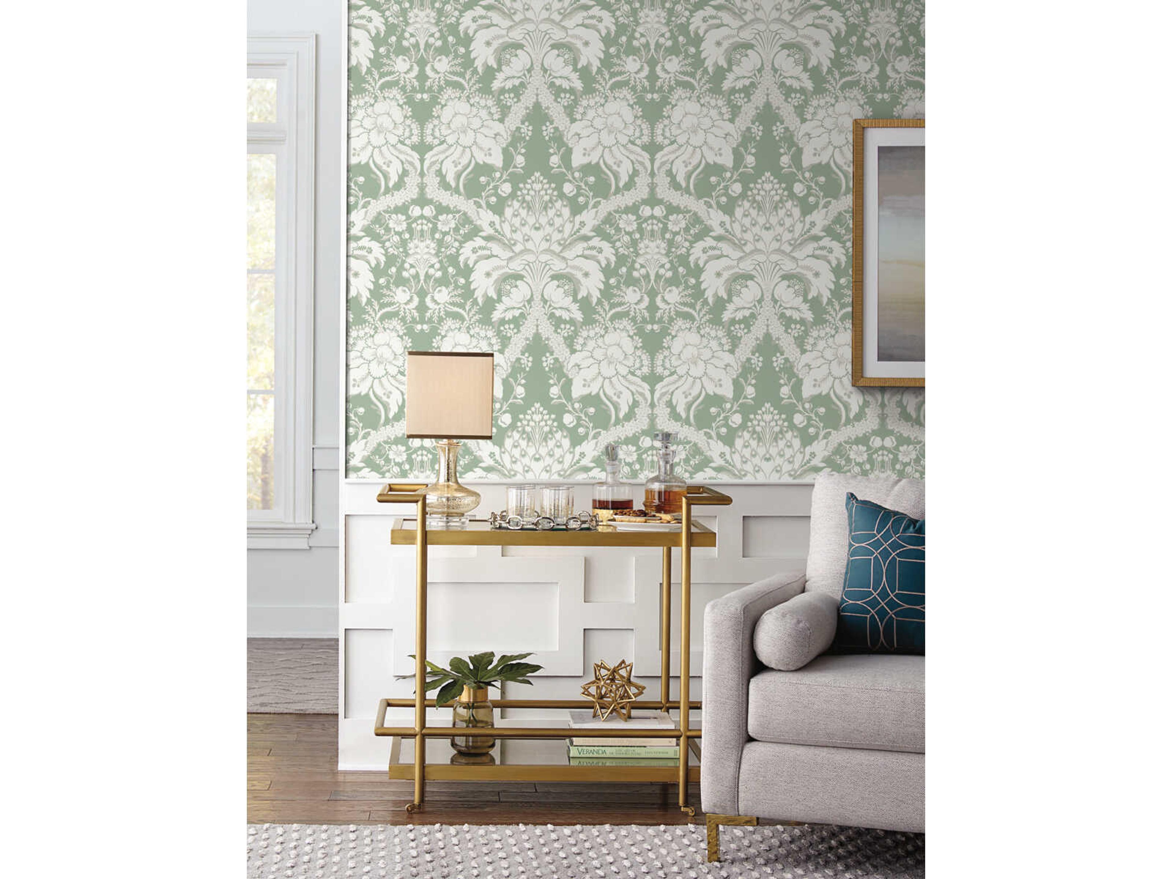 York Wallcoverings Damask Resource Library Green French Artichoke Dam Wallpaper