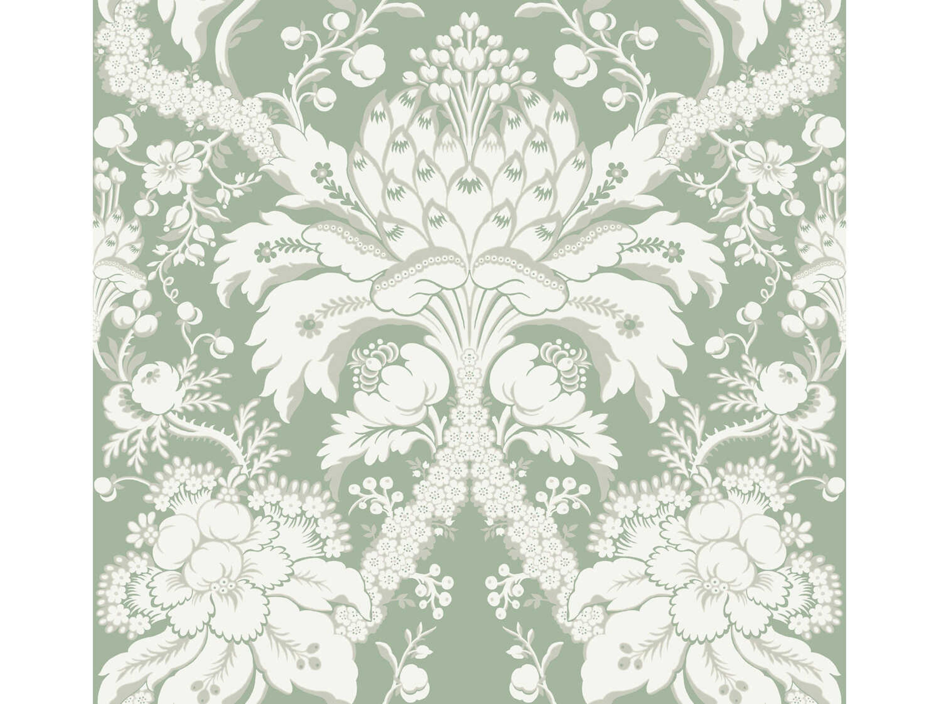 York Wallcoverings Damask Resource Library Green French Artichoke Dam Wallpaper