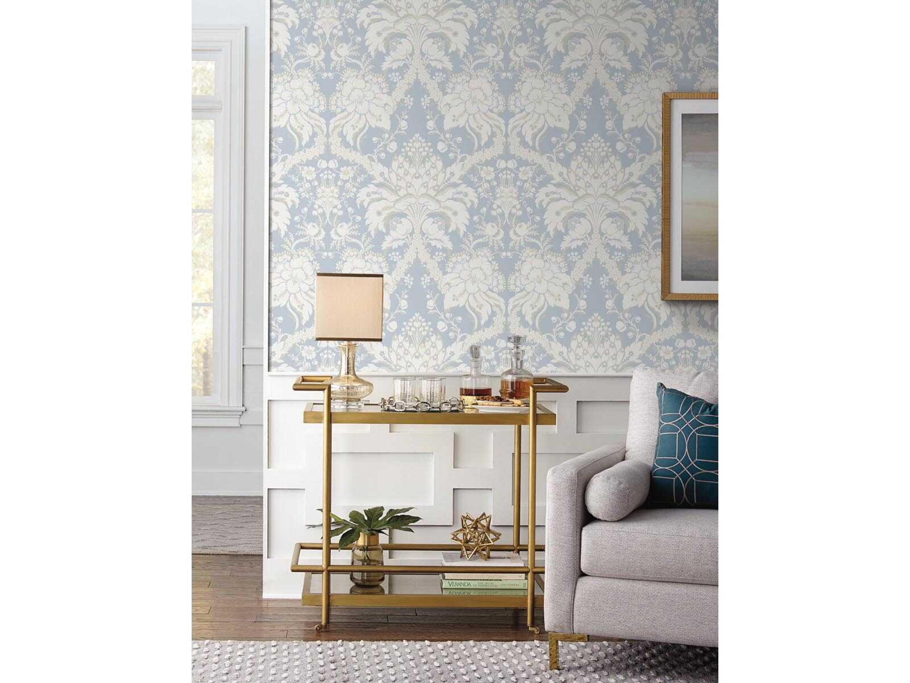 York Wallcoverings Damask Resource Library Blue French Artichoke Dam Wallpaper