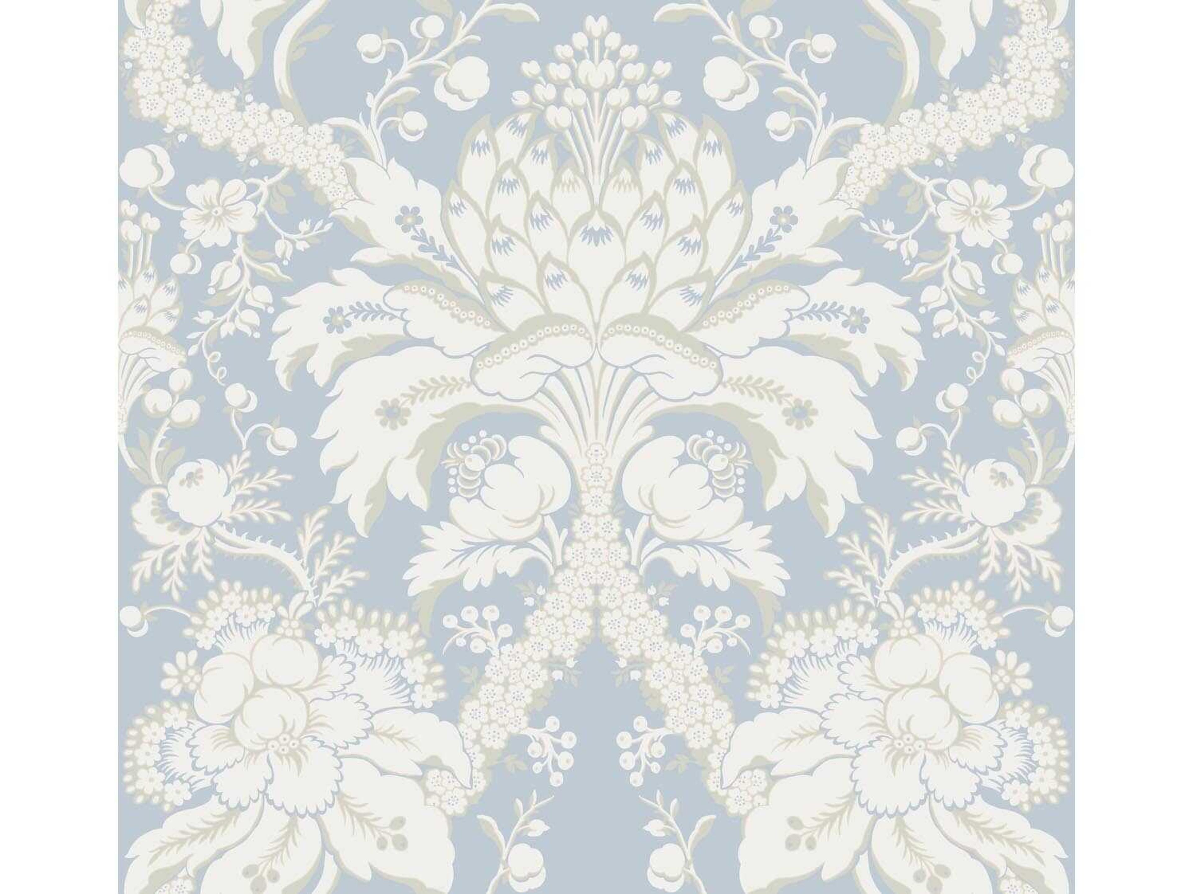 York Wallcoverings Damask Resource Library Blue French Artichoke Dam Wallpaper
