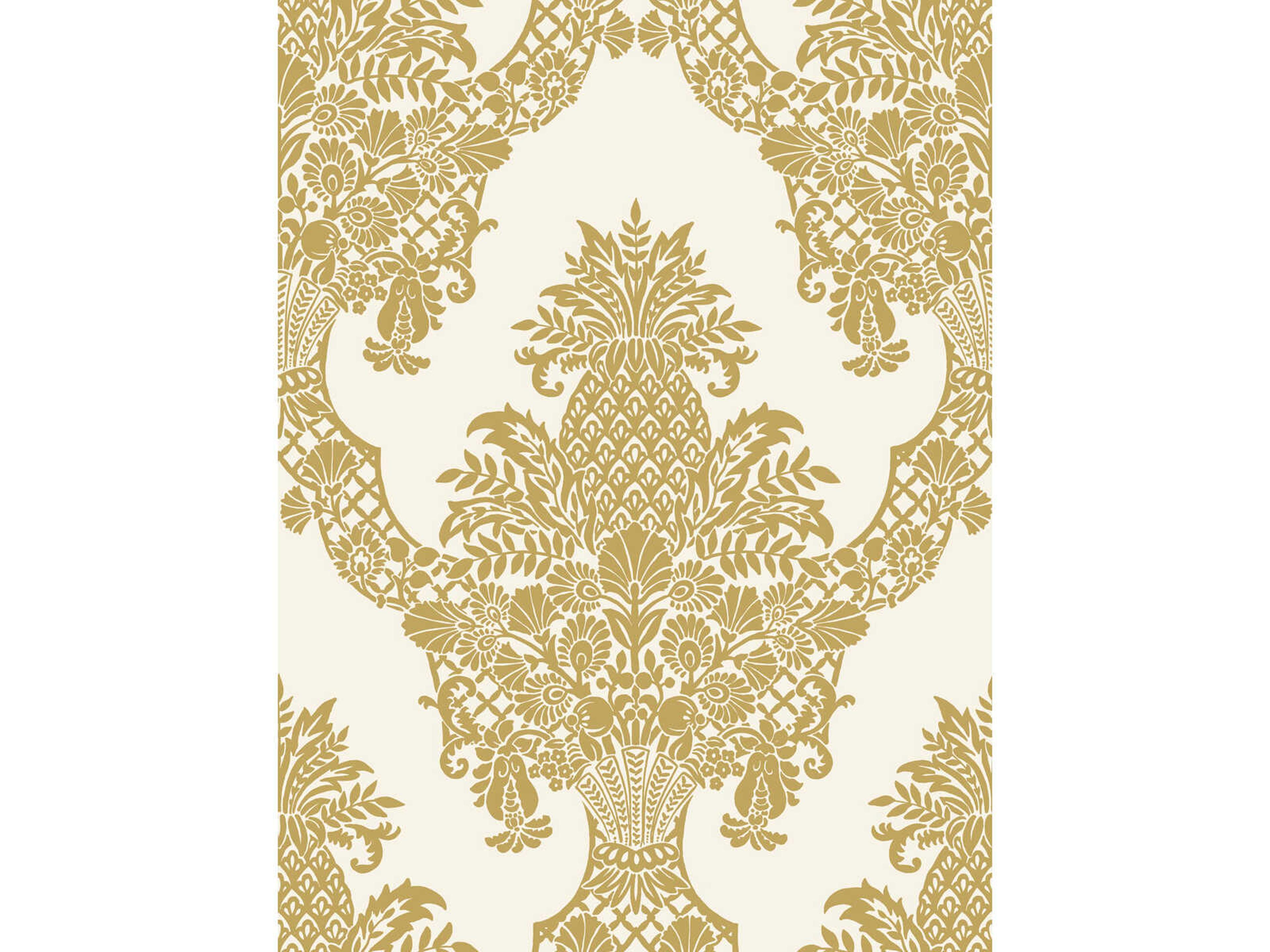 York Wallcoverings Damask Resource Library Gold Pineapple Plantation Wallpaper