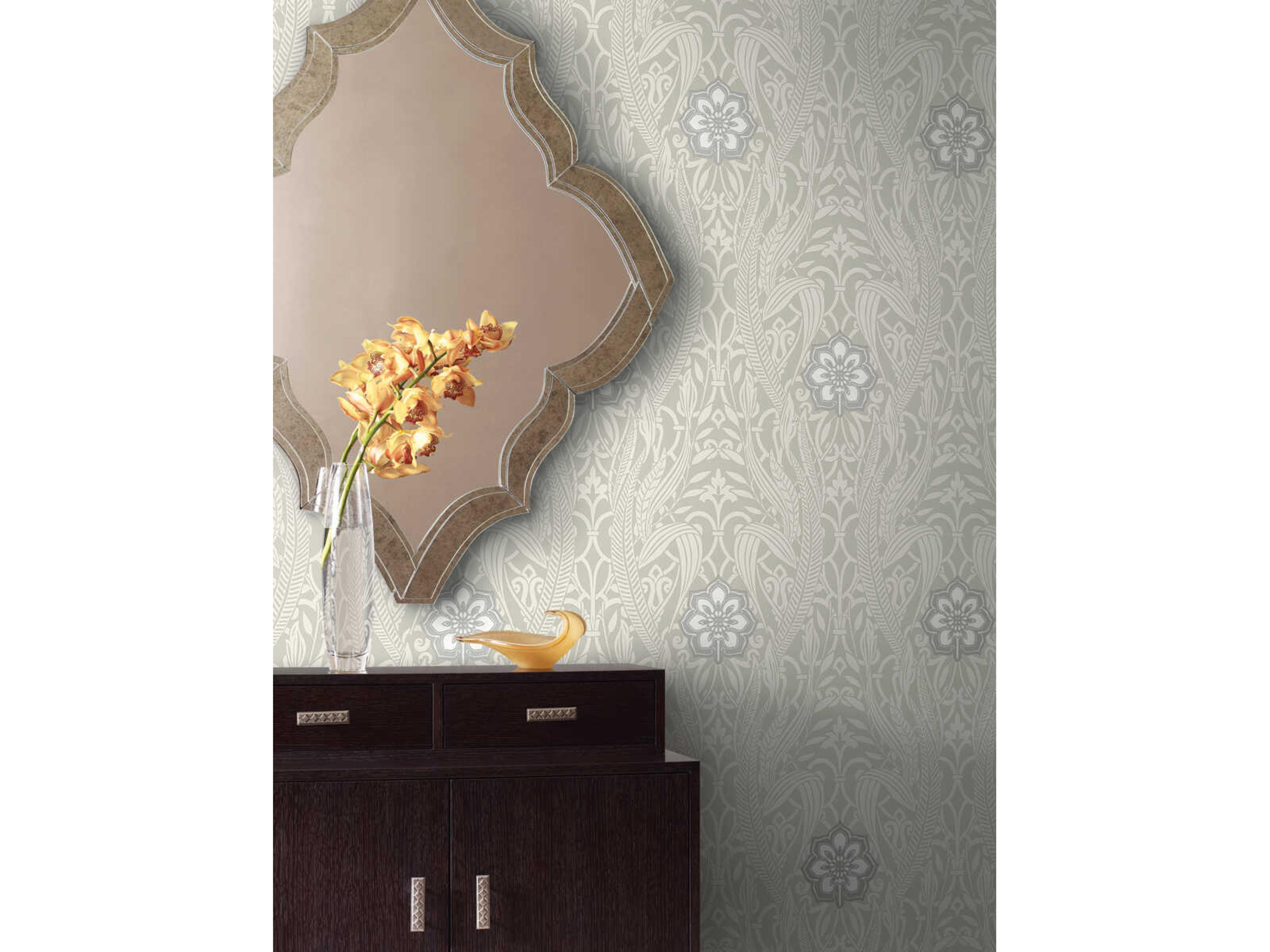 York Wallcoverings Damask Resource Library Grey Gatsby Damask Wallpaper