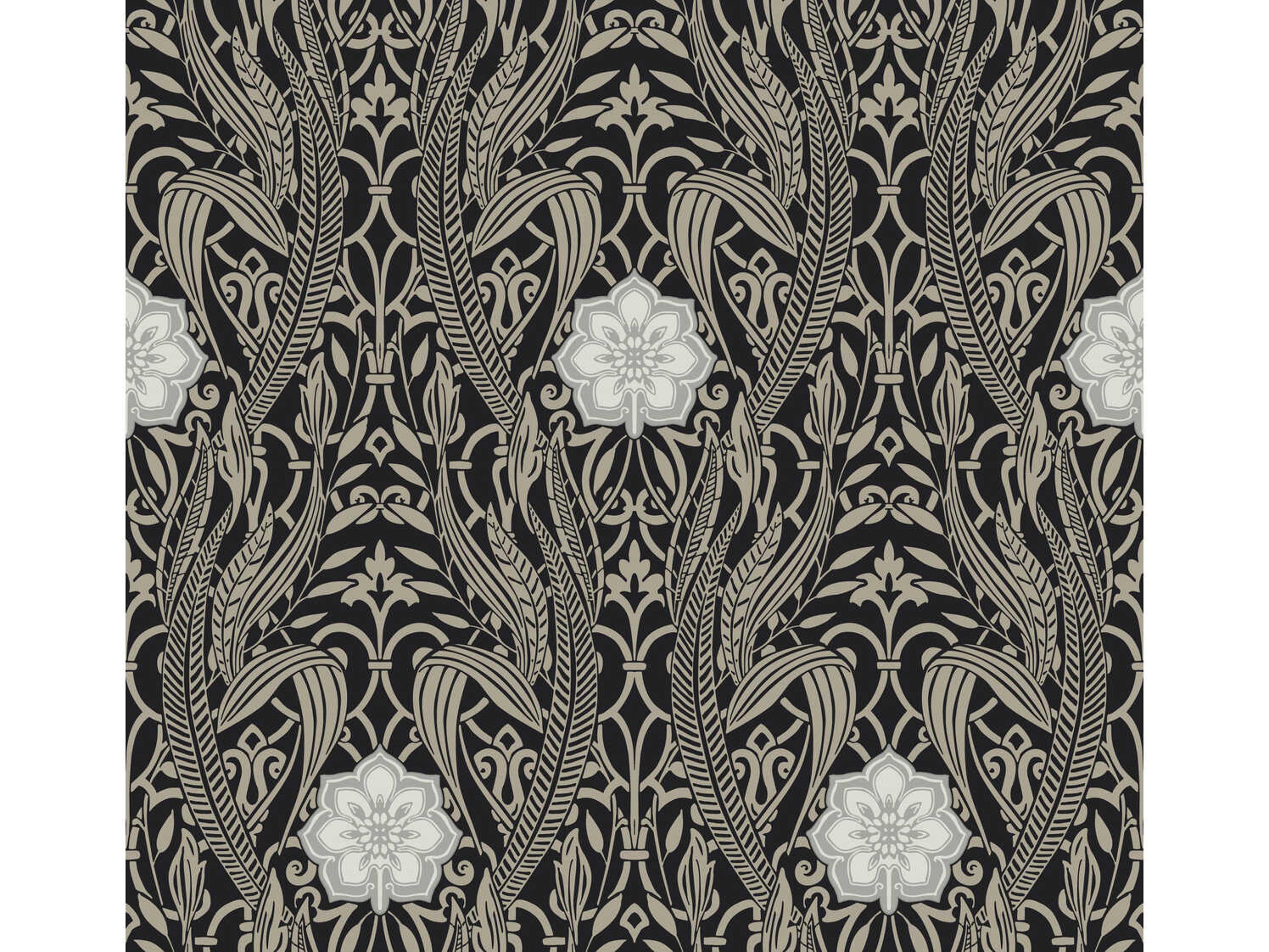 York Wallcoverings Damask Resource Library Black Gatsby Damask Wallpaper