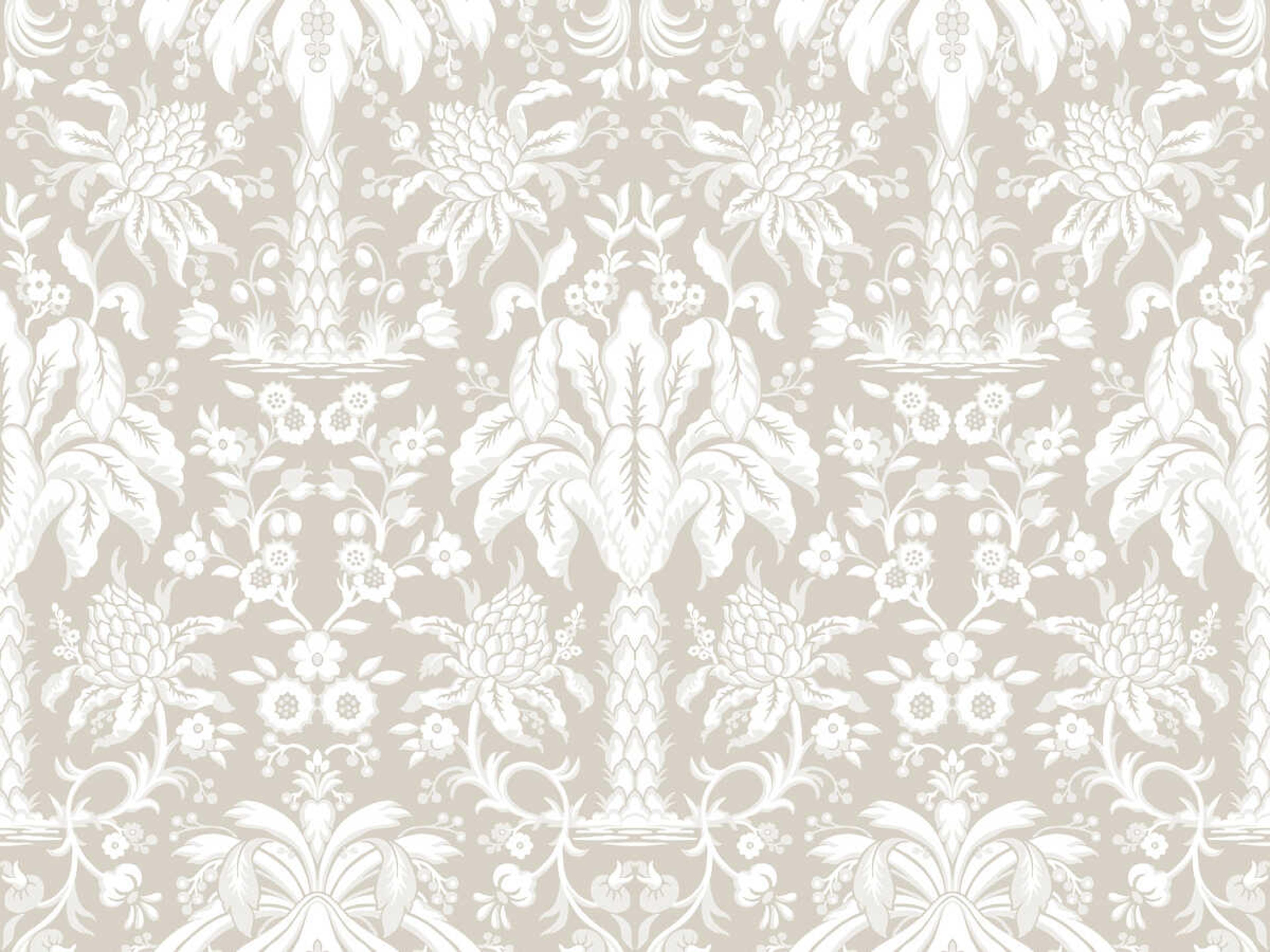 York Wallcoverings Damask Resource Library Beige Palmetto Palm Damask Wallpaper