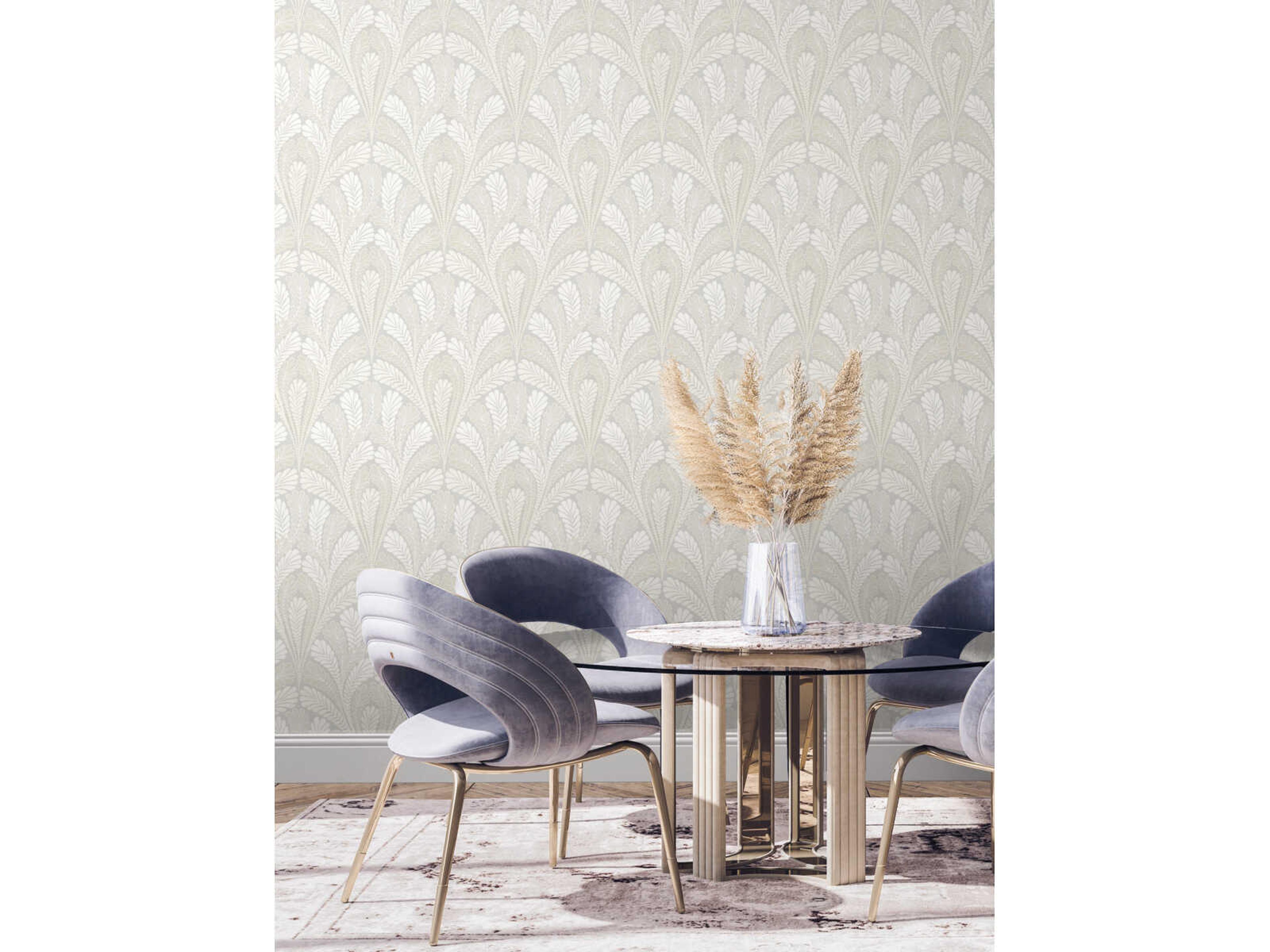 York Wallcoverings Damask Resource Library Grey Shell Damask Wallpaper