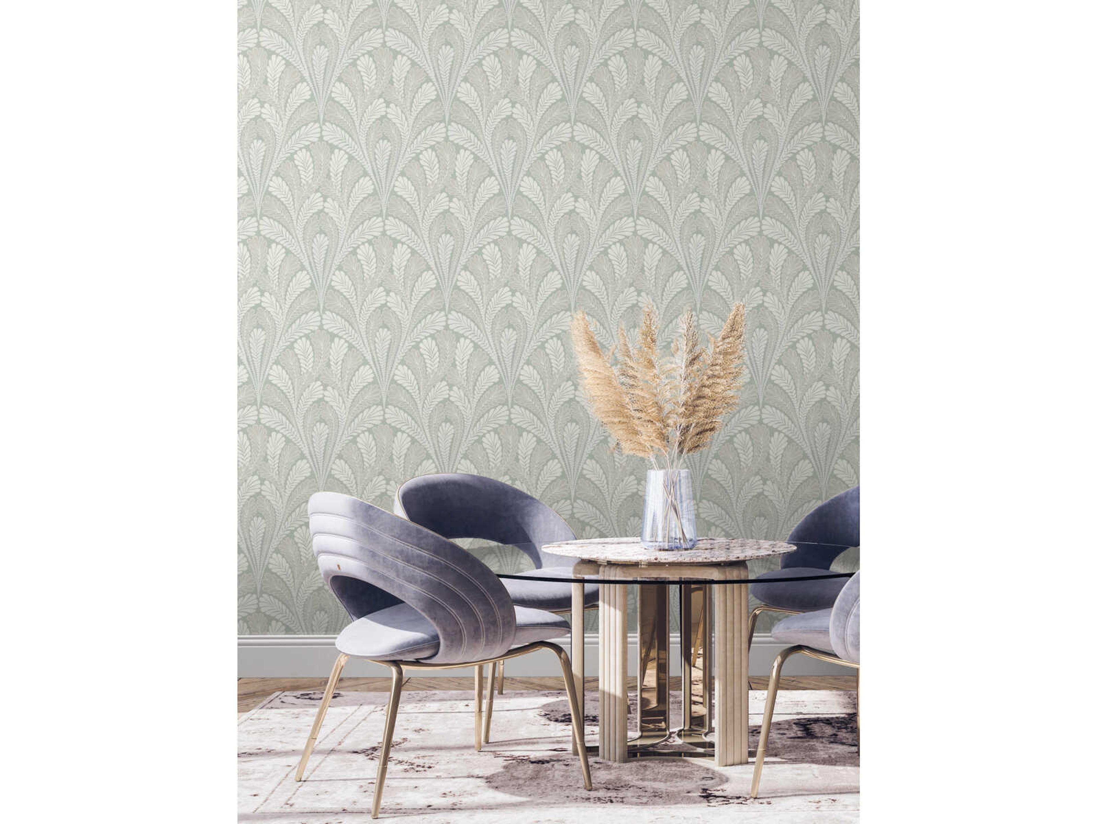 York Wallcoverings Damask Resource Library Green Shell Damask Wallpaper