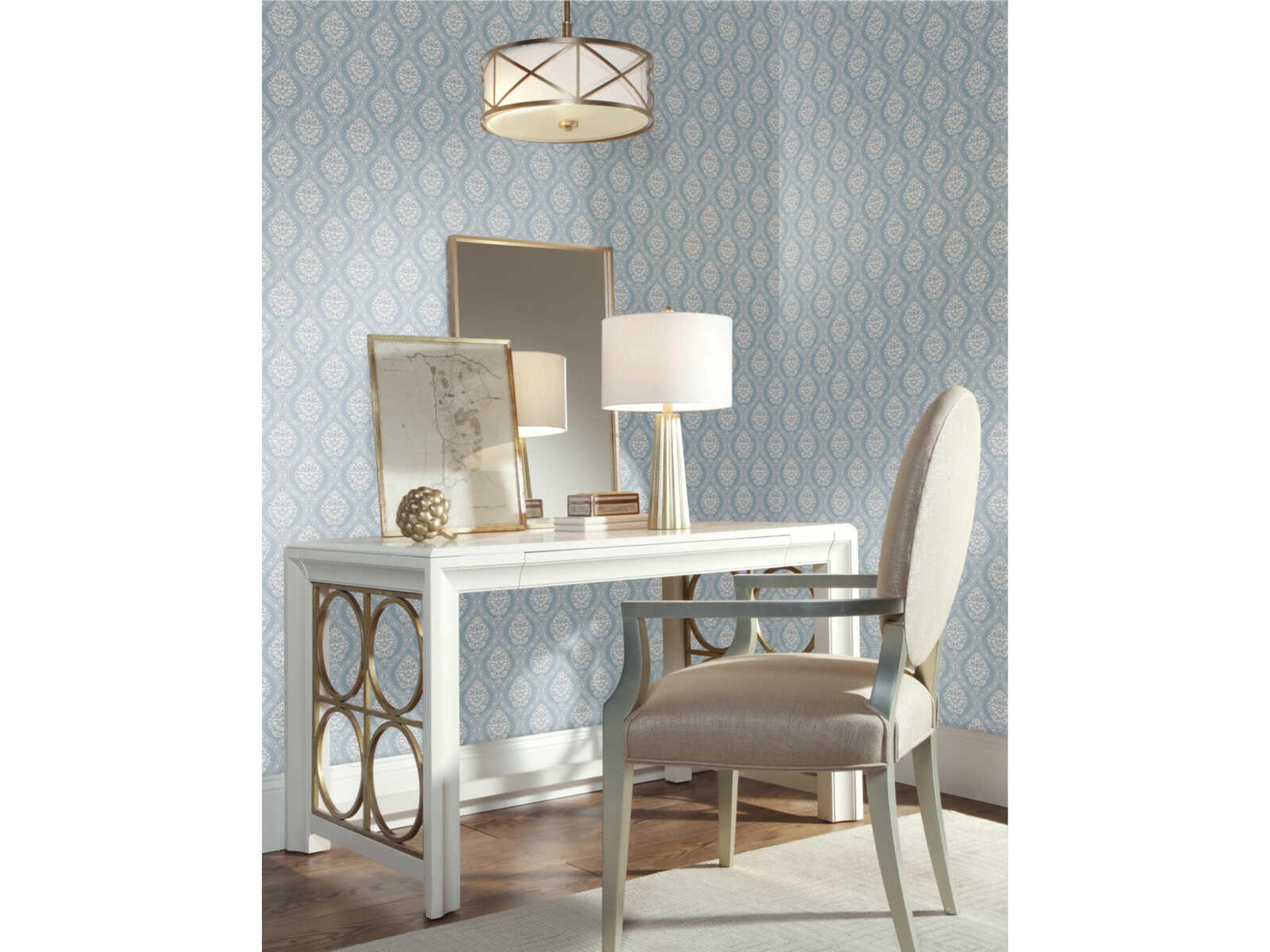 York Wallcoverings Damask Resource Library Blue Petite Ogee Wallpaper