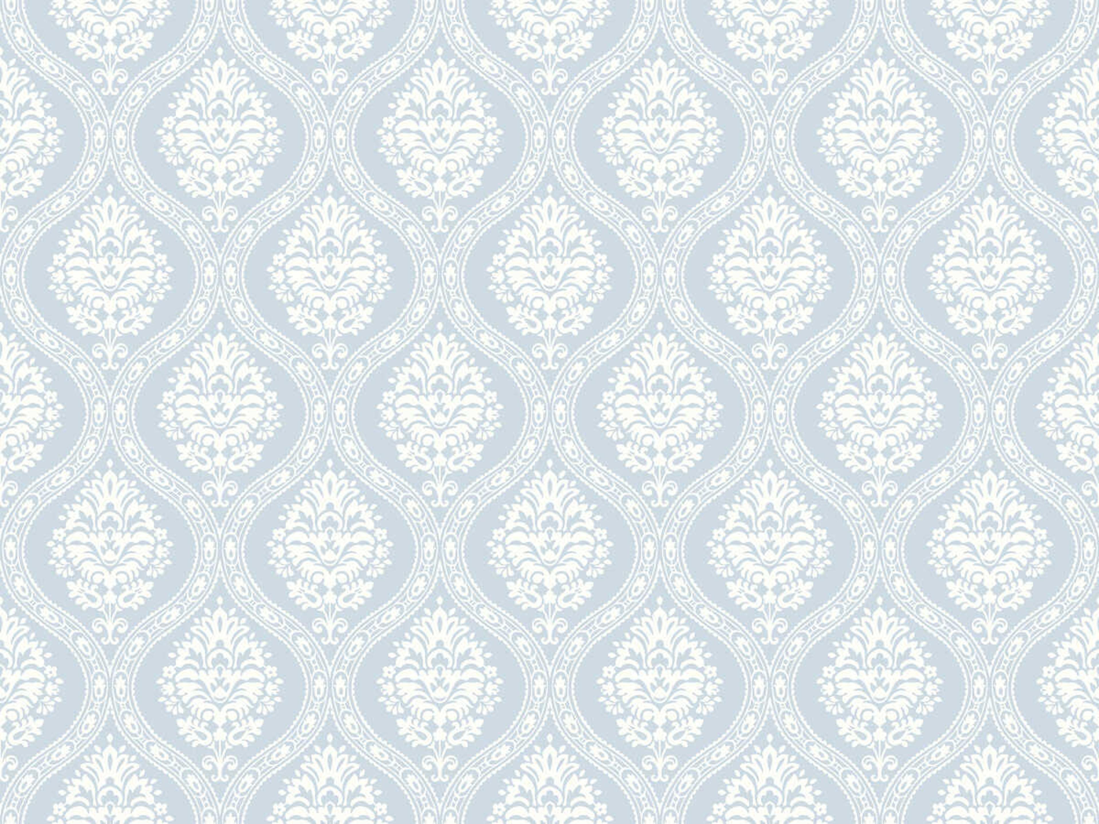 York Wallcoverings Damask Resource Library Blue Petite Ogee Wallpaper