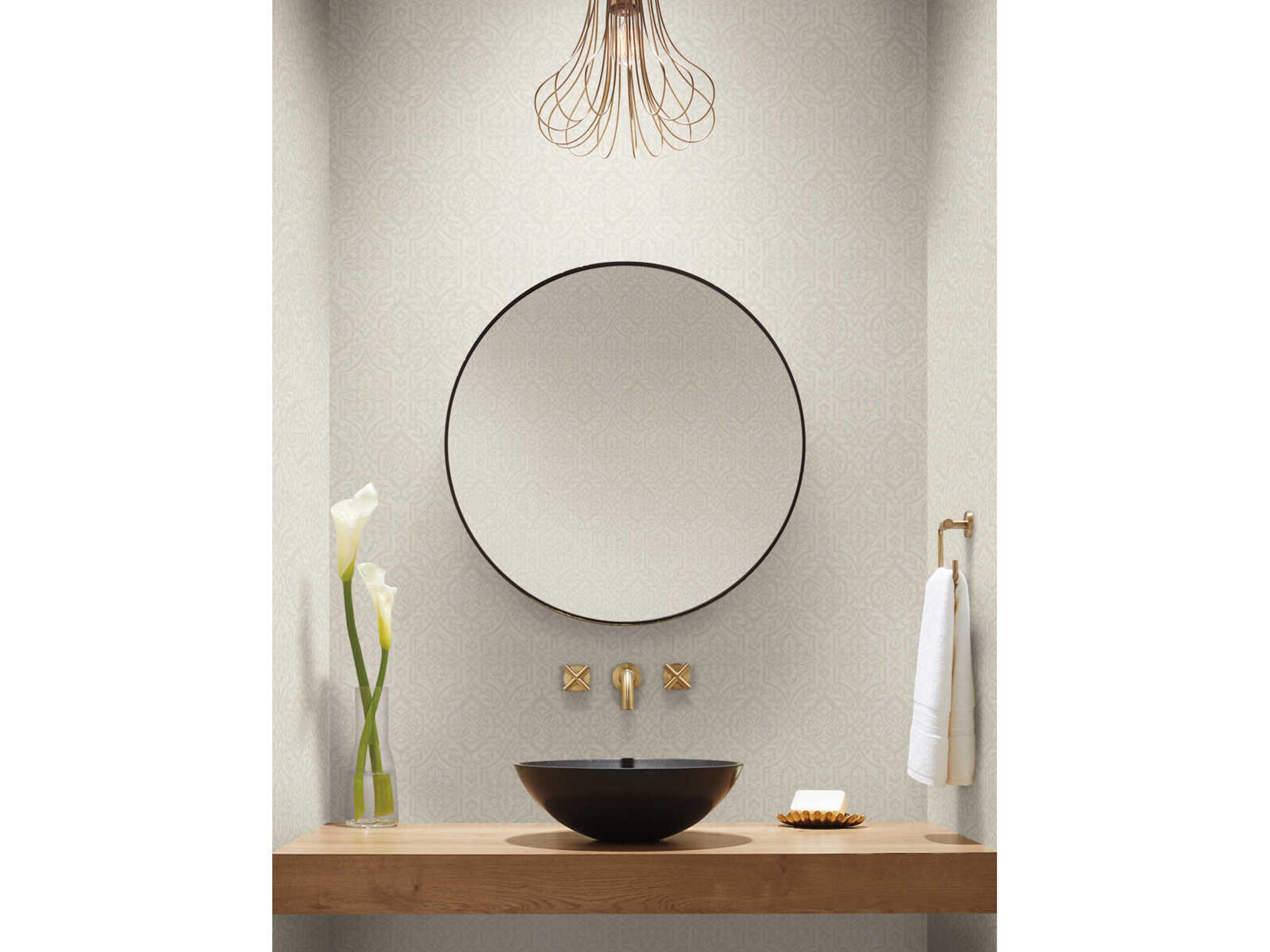 York Wallcoverings Damask Resource Library Taupe Catherdral Damask Wallpaper