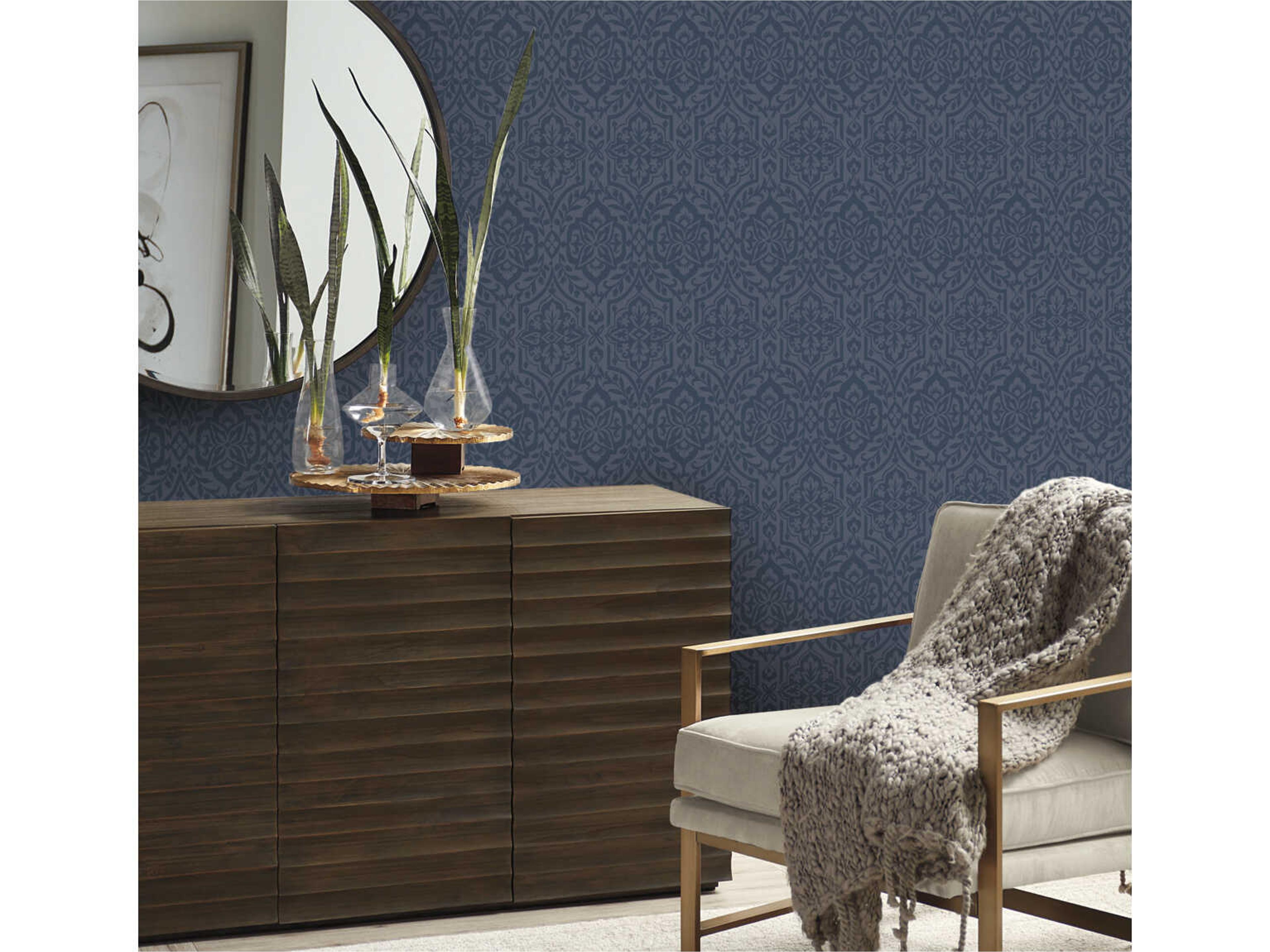 Damask Resource Library Blue Cathedral Damask Wallpaper