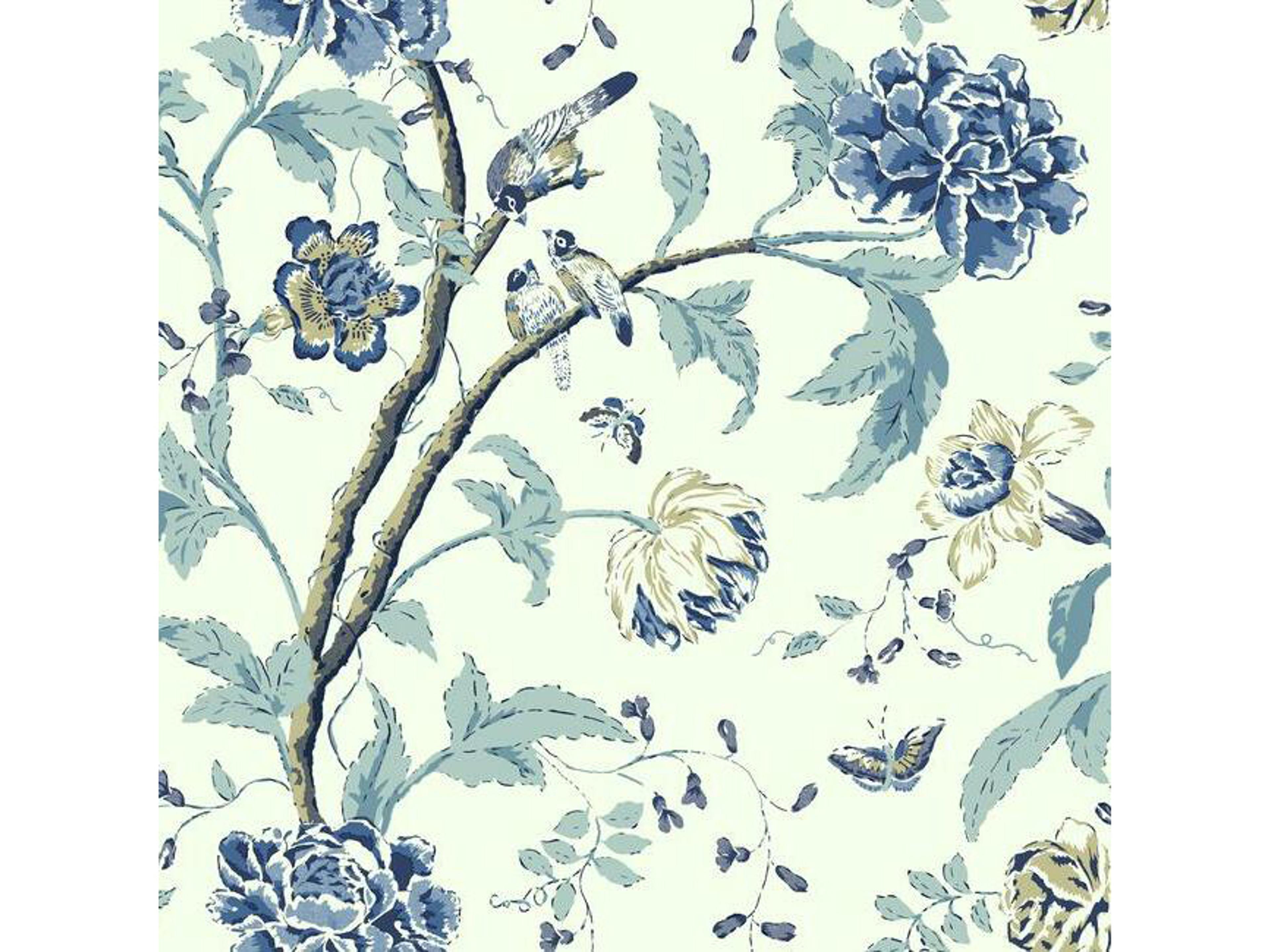IBC 4 Blues II Green Teahouse Floral Wallpaper