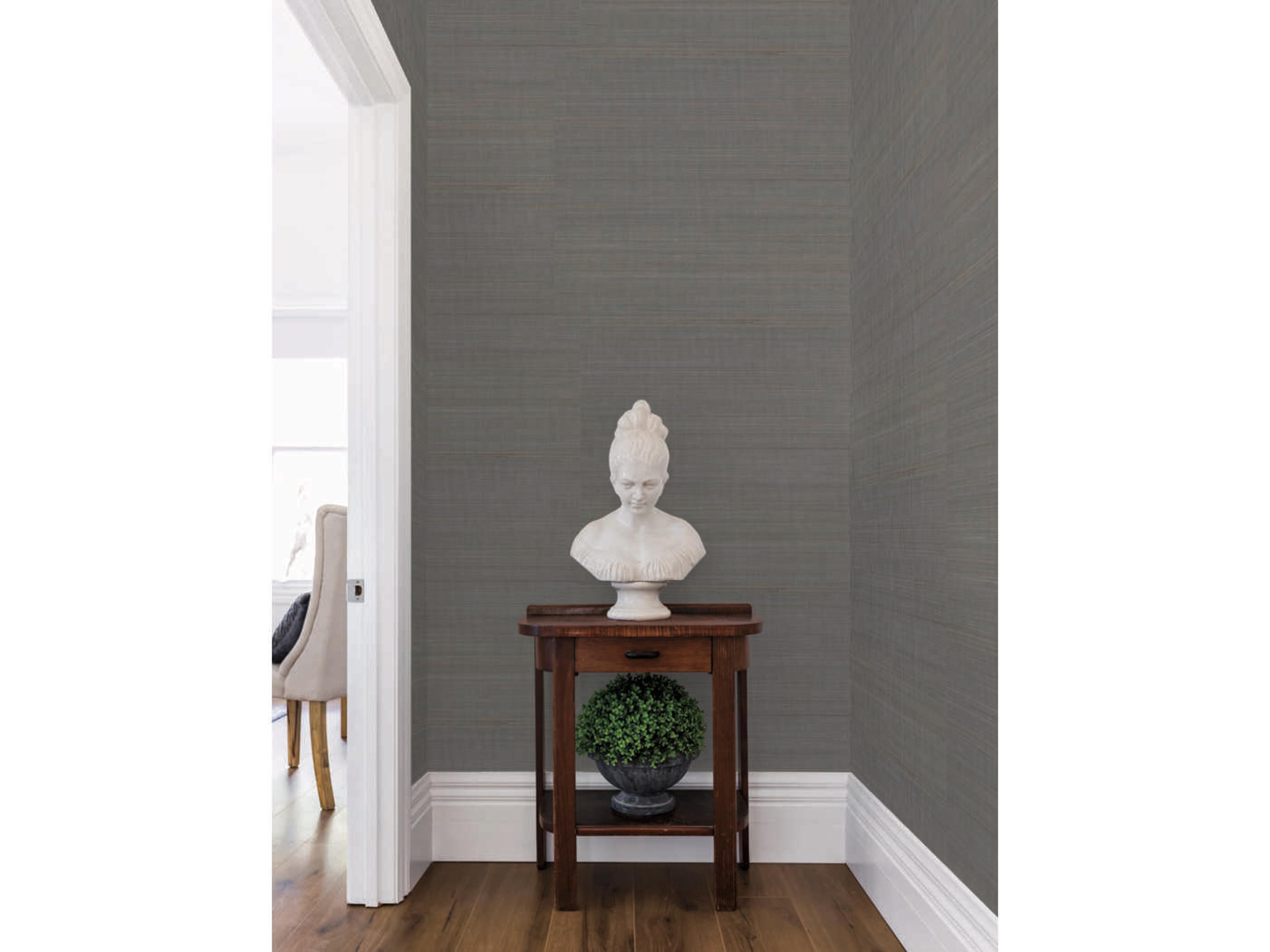 York Wallcoverings Grasscloth Resource Library Charcoal Abaca Weave Wallpaper