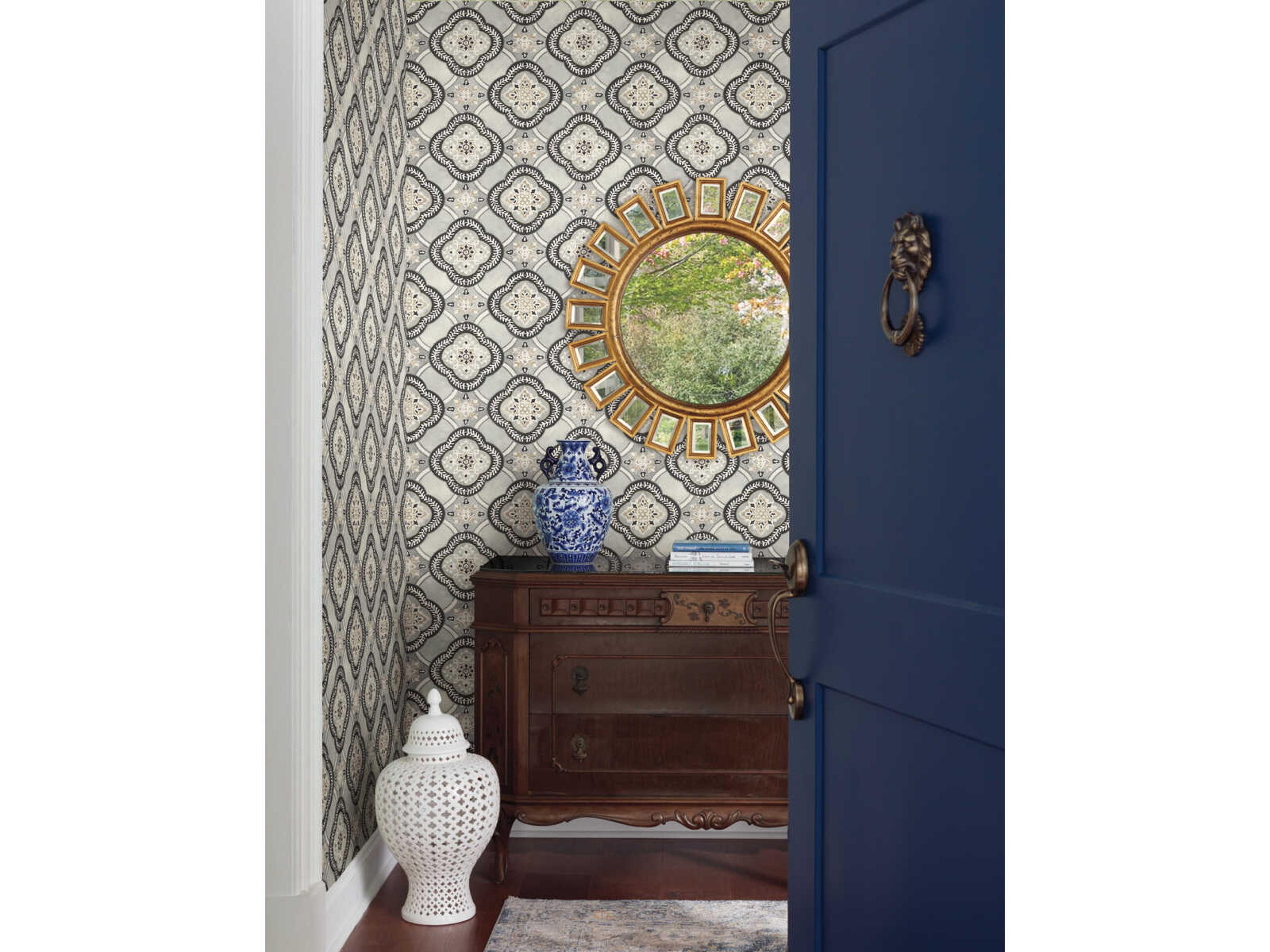 York Wallcoverings Greenhouse Onyx Garden Trellis Wallpaper