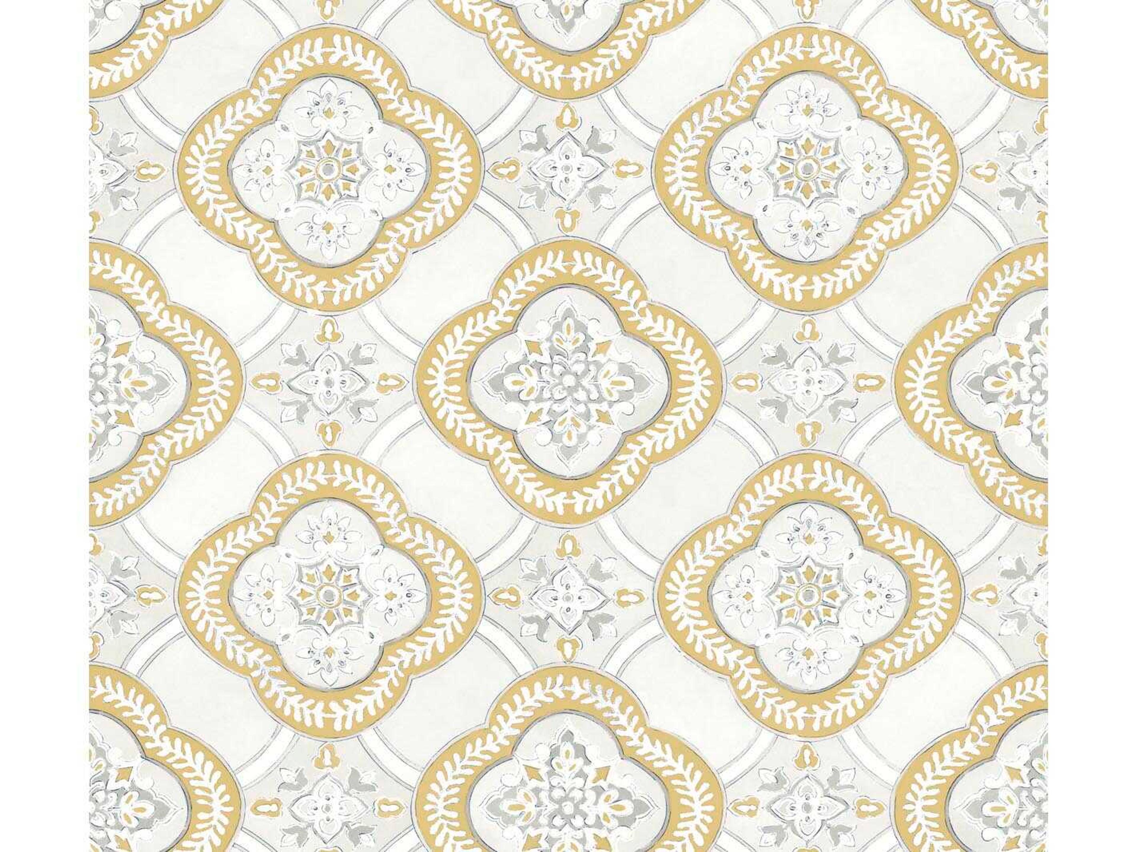 York Wallcoverings Greenhouse Ochre Garden Trellis Wallpaper
