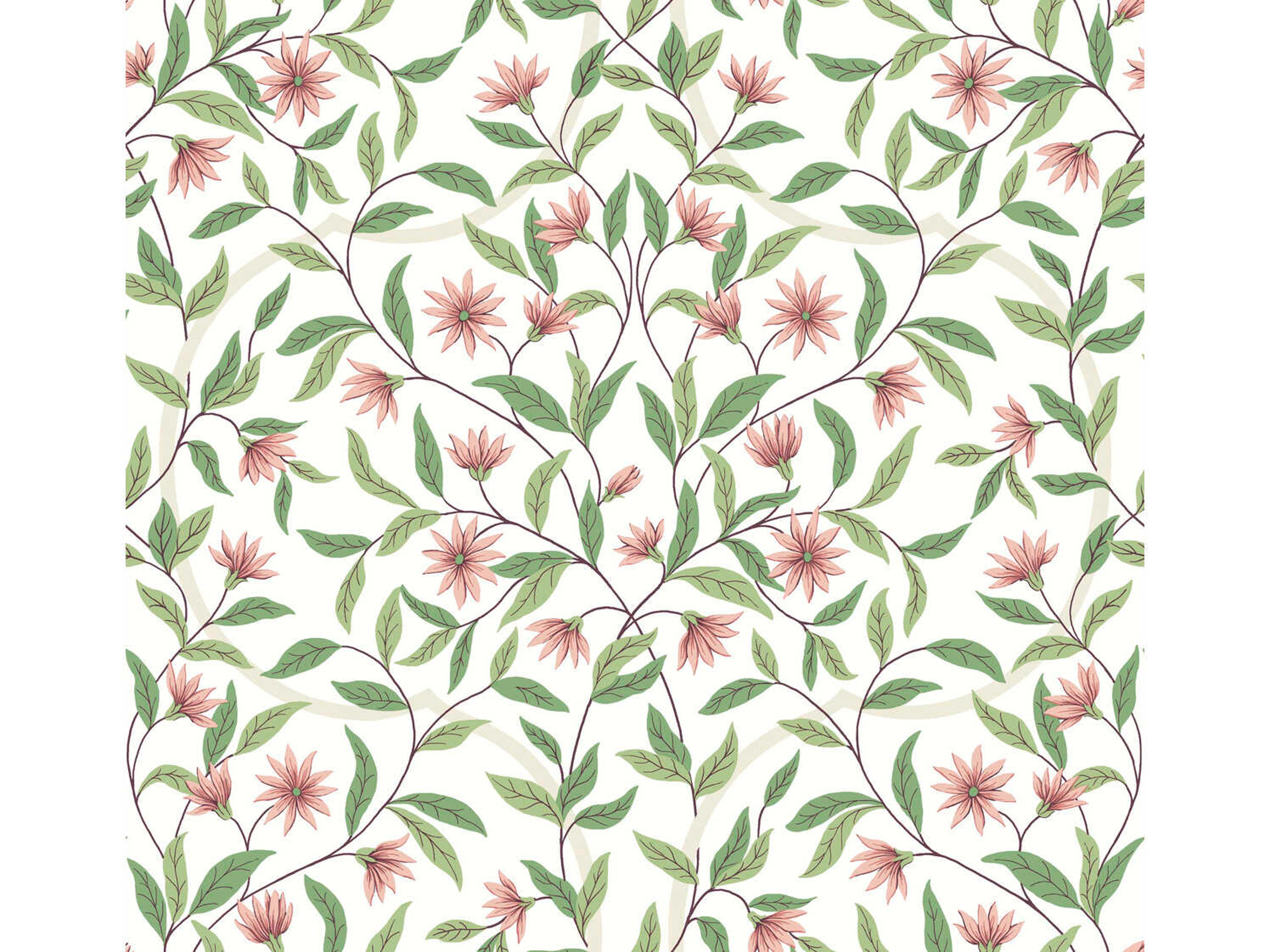 York Wallcoverings Greenhouse Coral Jasmine Wallpaper