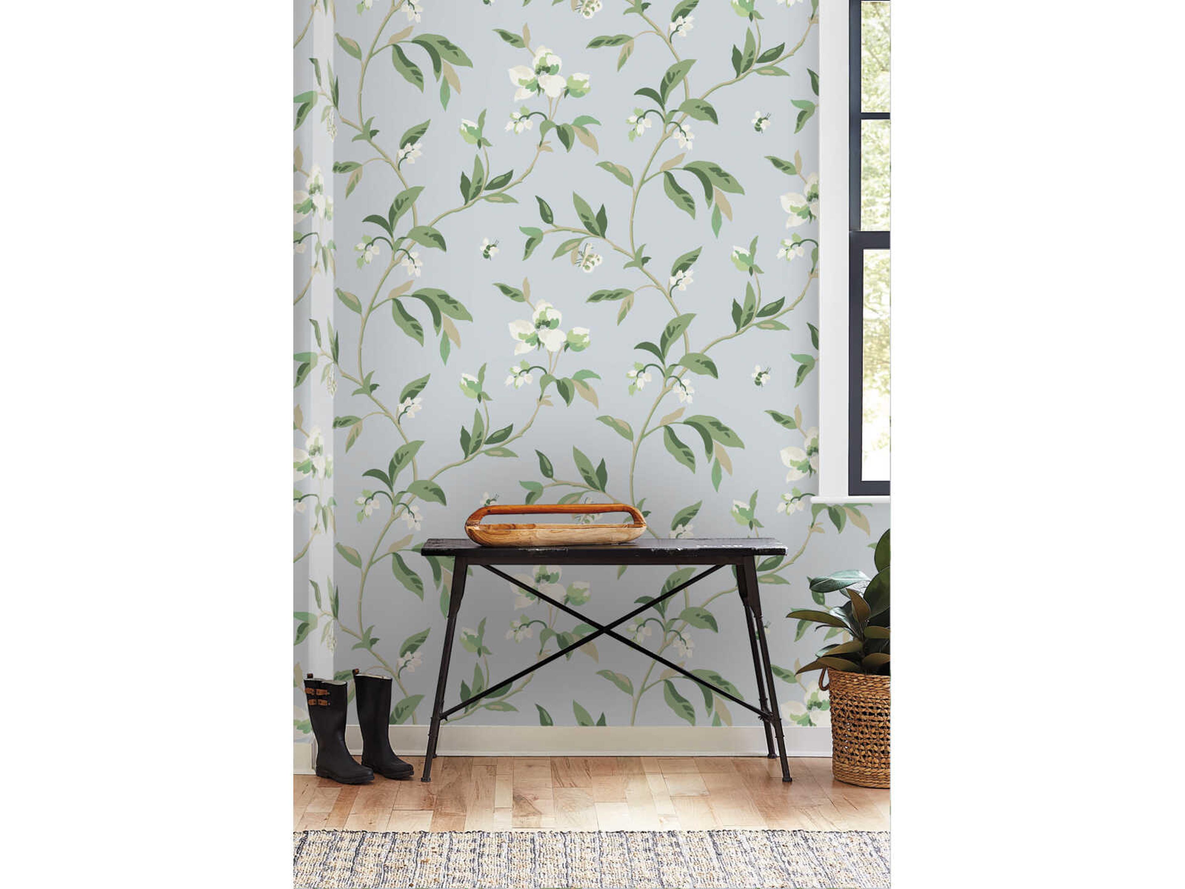 York Wallcoverings Greenhouse Blue Green Springtime Wallpaper