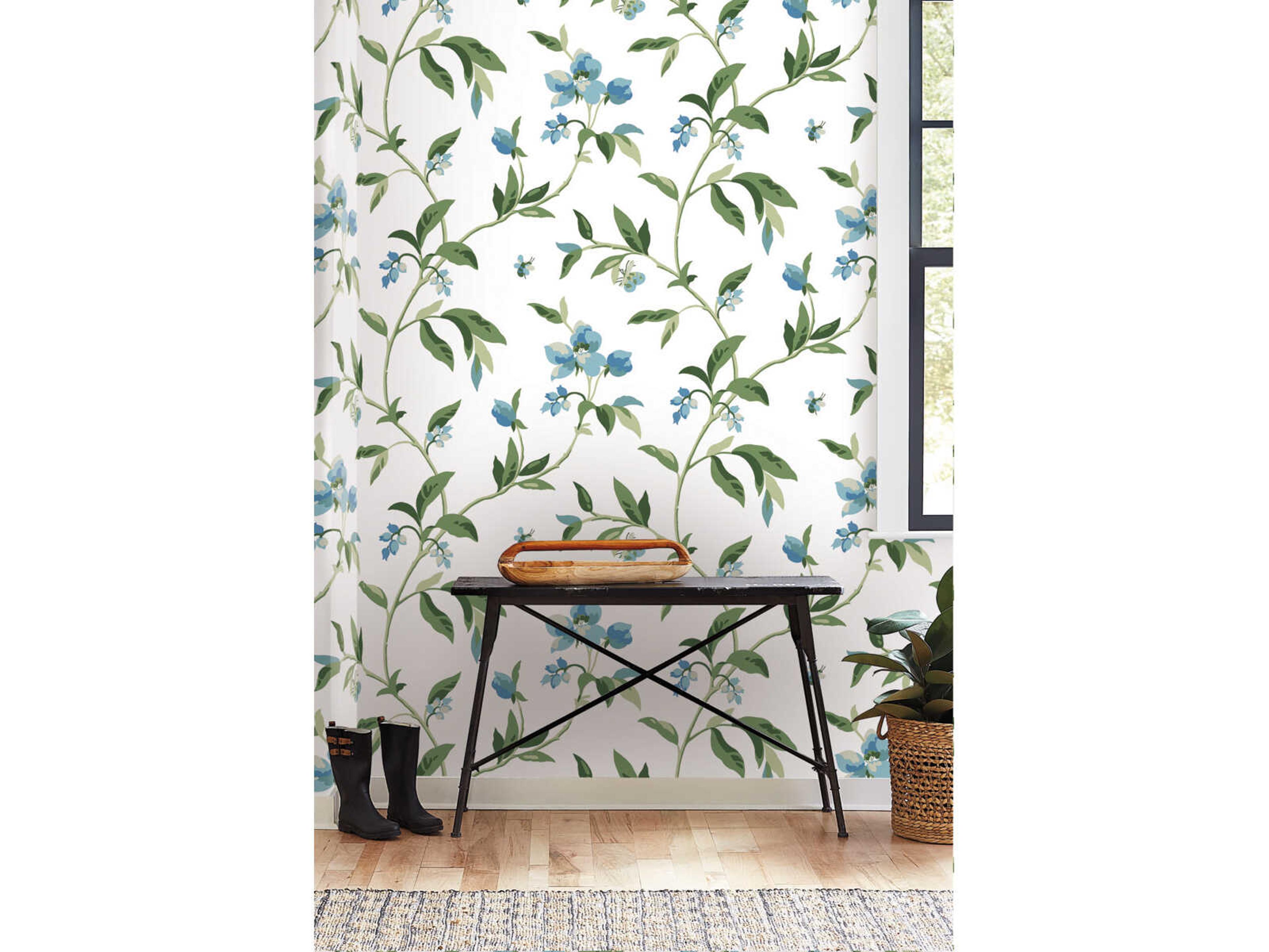 York Wallcoverings Greenhouse Blue Green Springtime Wallpaper