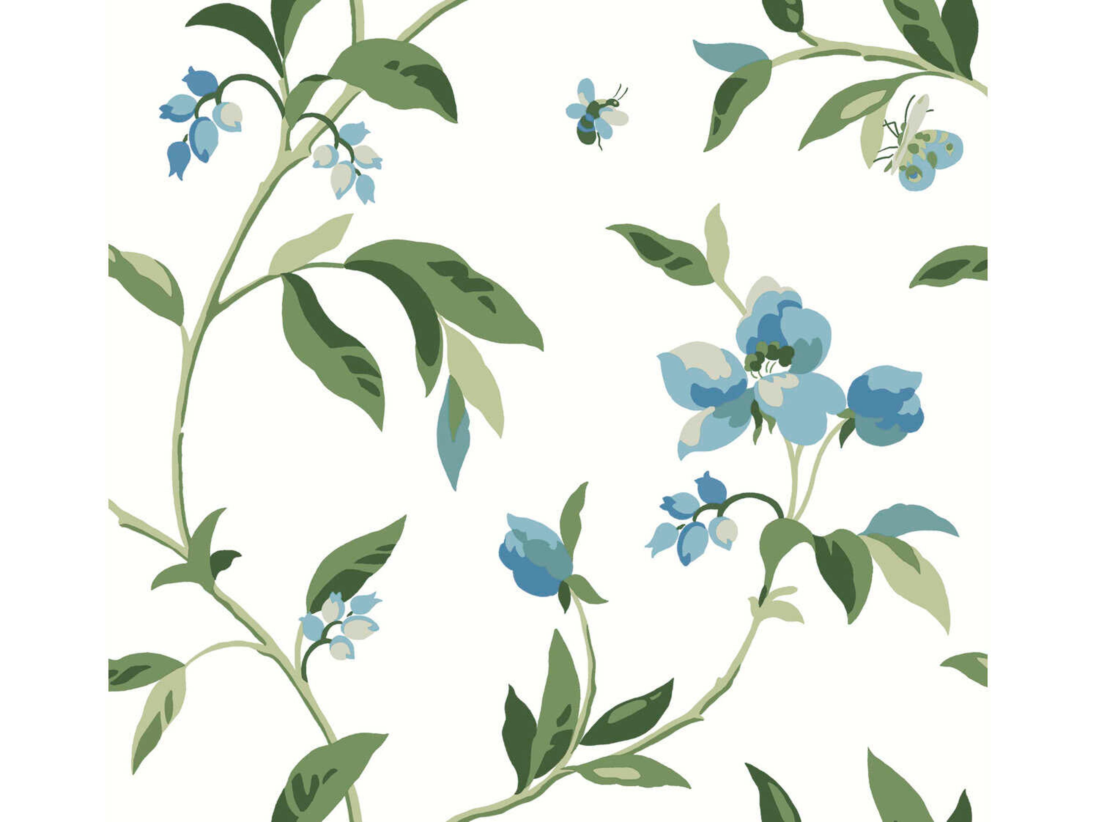 York Wallcoverings Greenhouse Blue Green Springtime Wallpaper