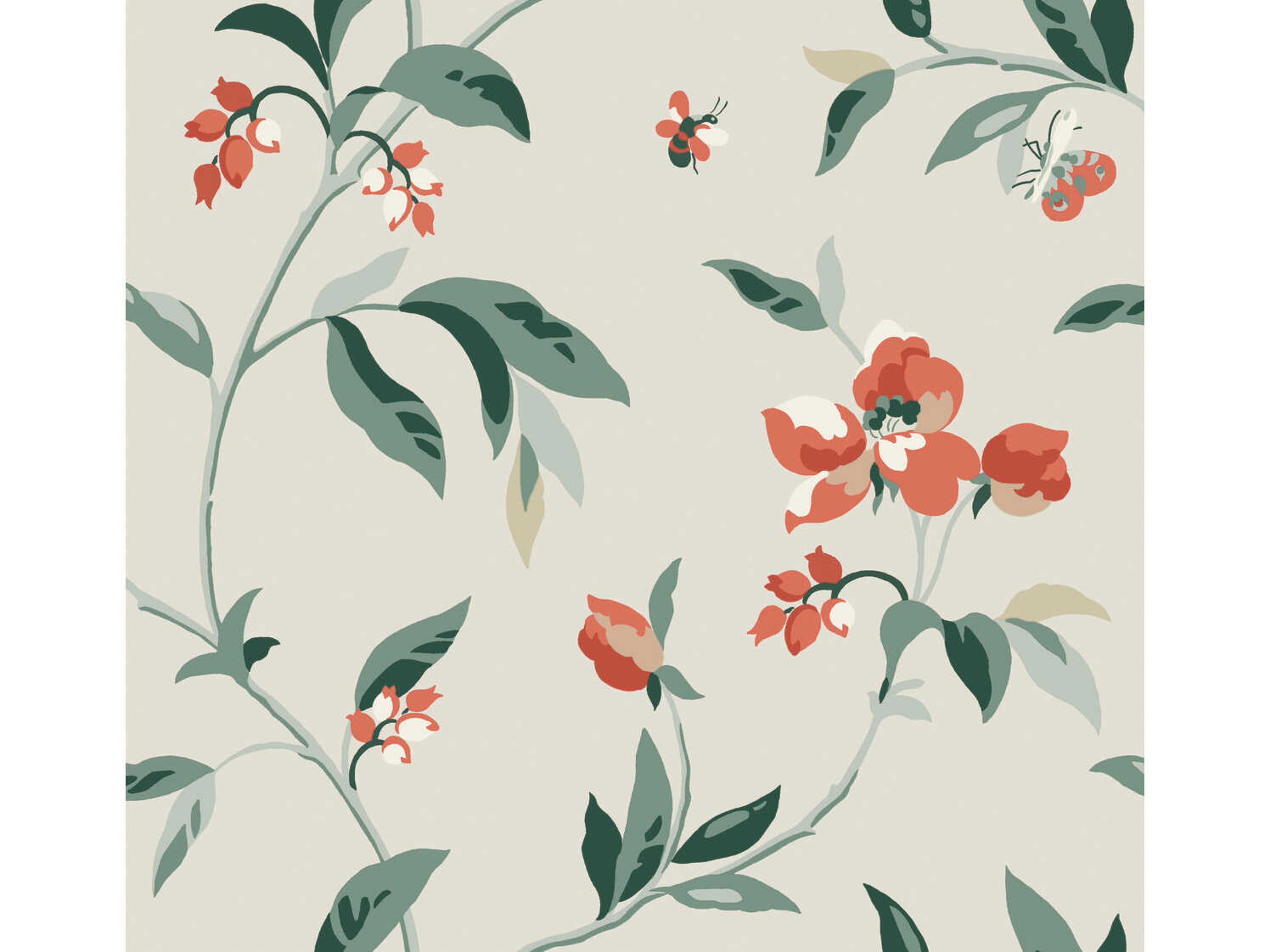 York Wallcoverings Greenhouse Beige Orange Springtime Wallpaper