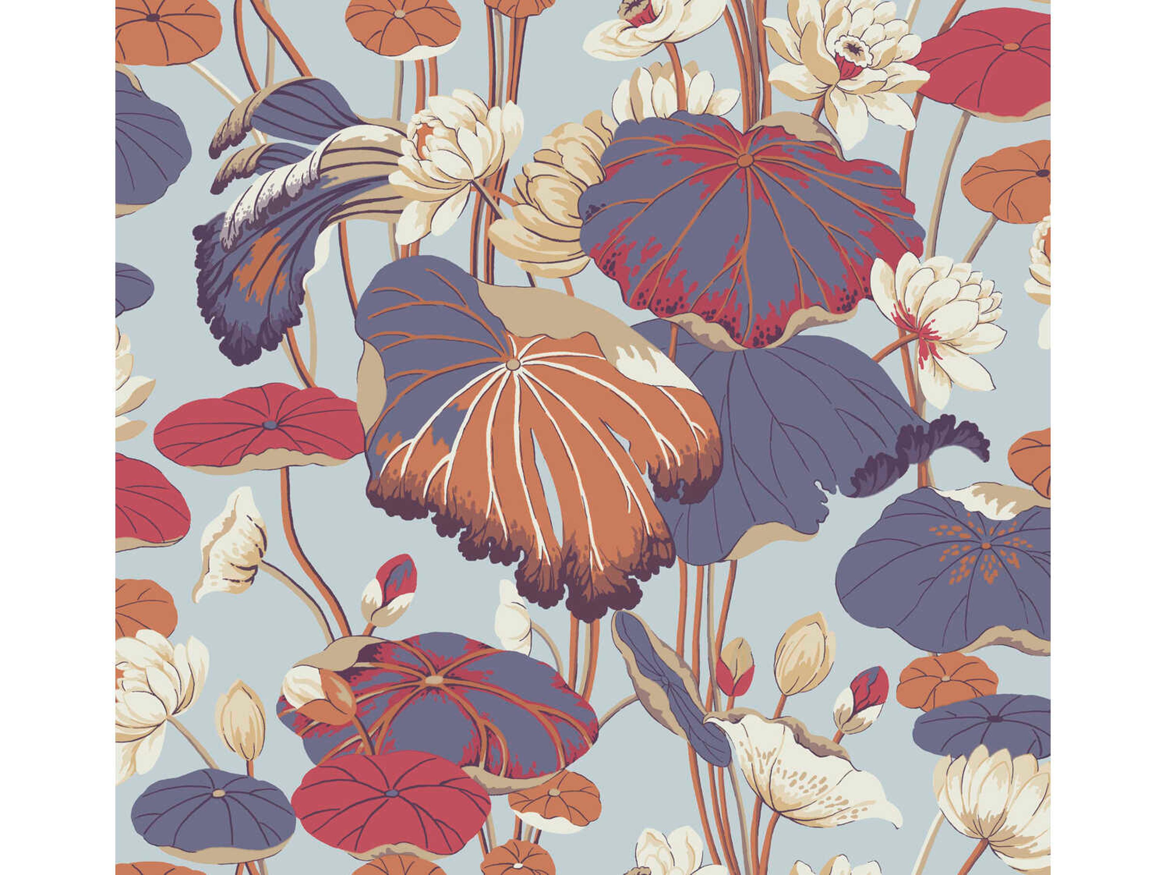 York Wallcoverings Greenhouse Purple Pink Lotus Pond Wallpaper