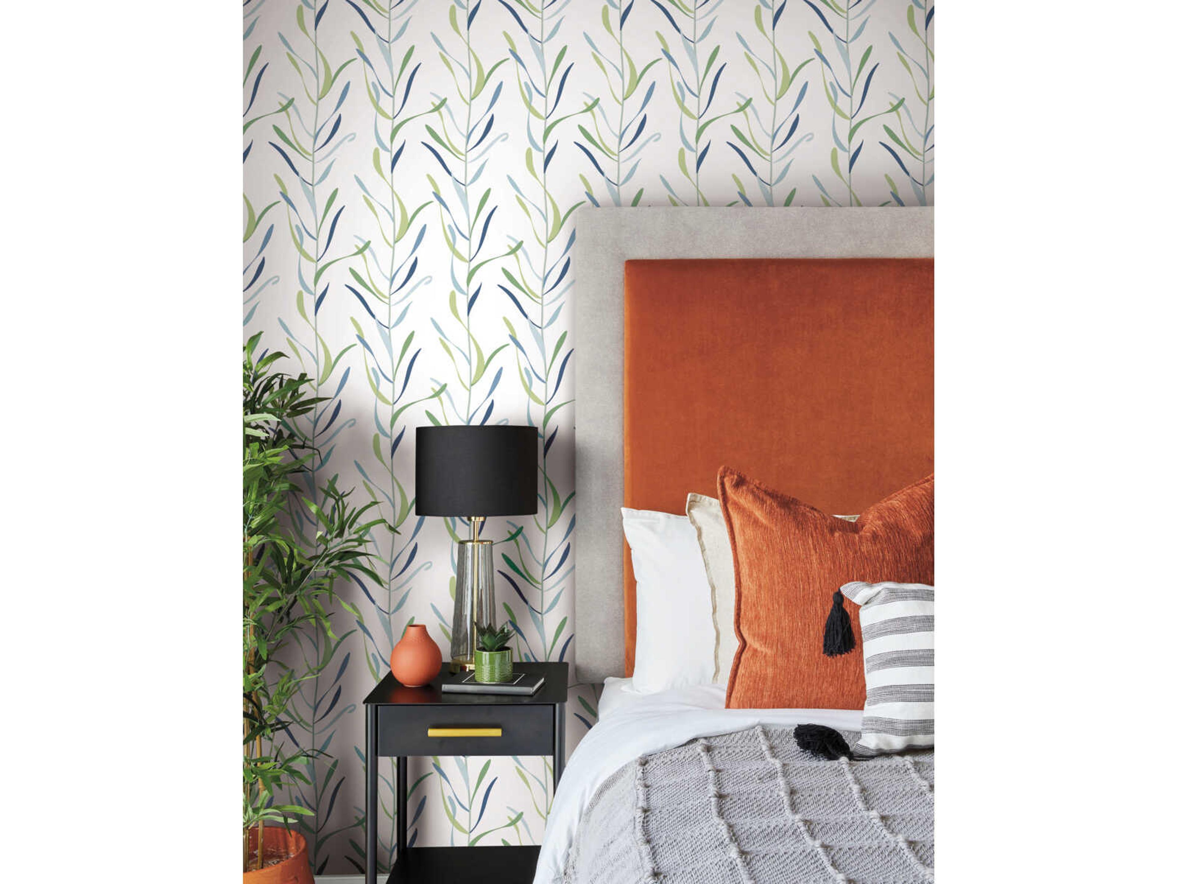 York Wallcoverings Greenhouse Peacock Chloe Vine Wallpaper