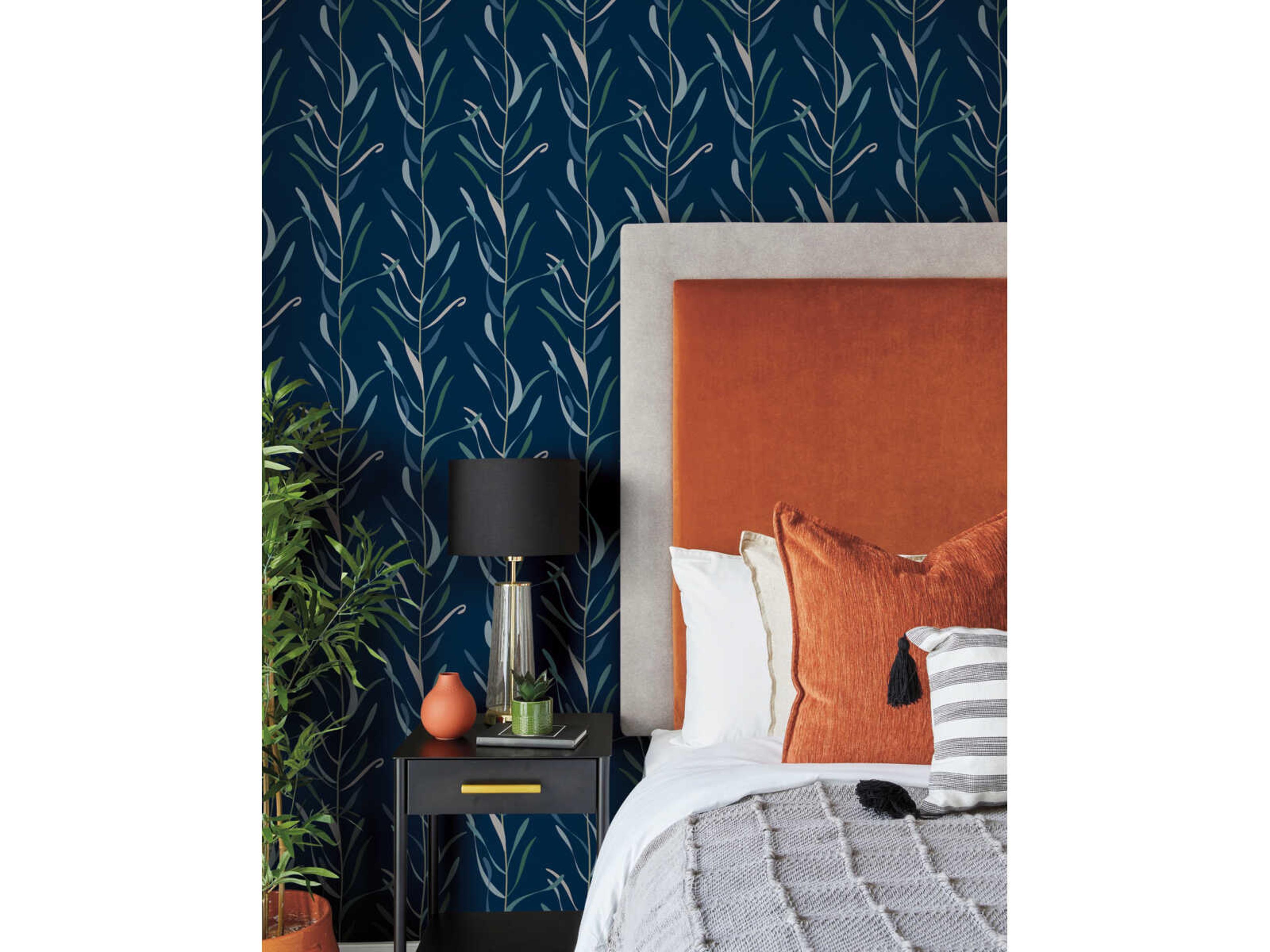 York Wallcoverings Greenhouse Indigo Chloe Vine Wallpaper