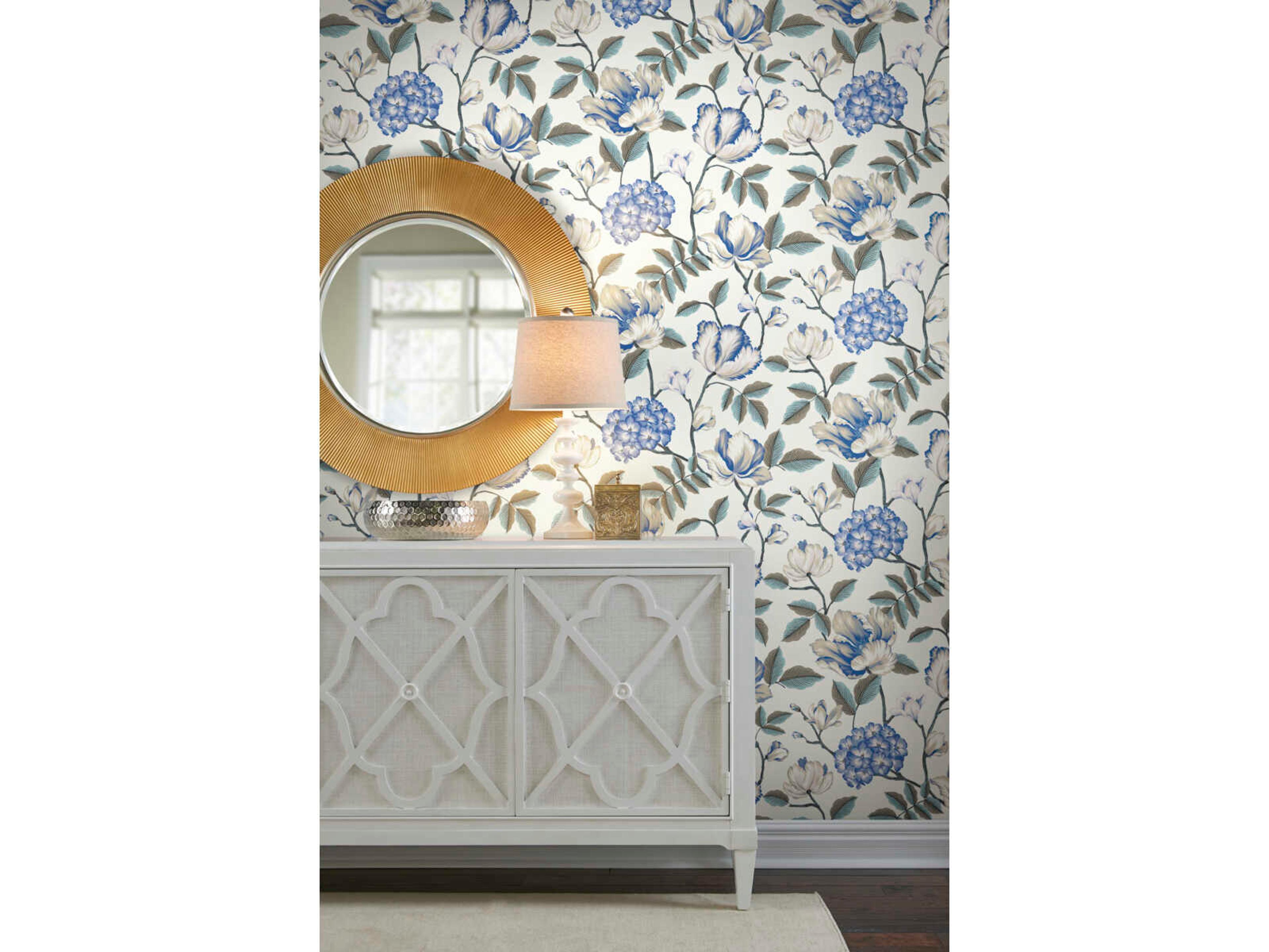 Grandmillennial White Morning Garden Wallpaper