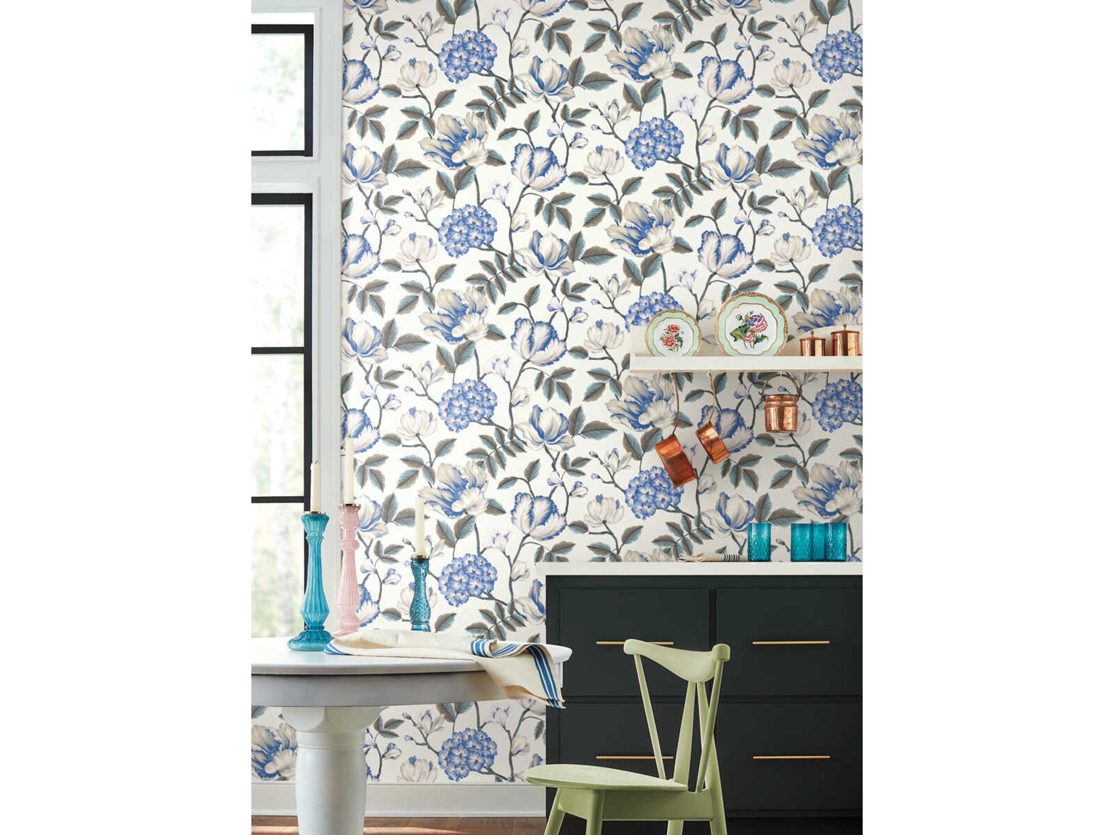 York Wallcoverings Grandmillennial White Morning Garden Wallpaper