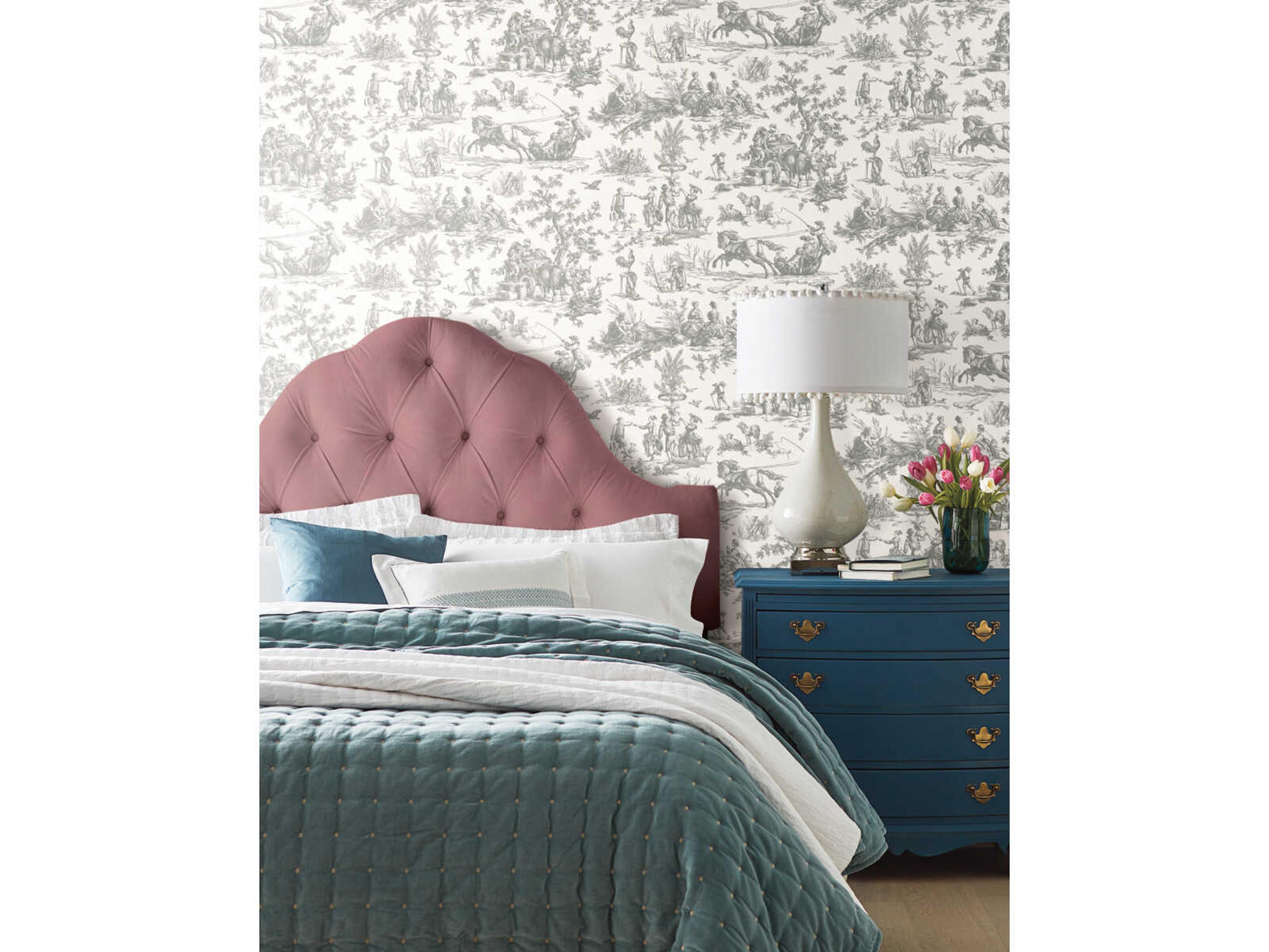 York Wallcoverings Grandmillennial Grey Seasons Toile Wallpaper
