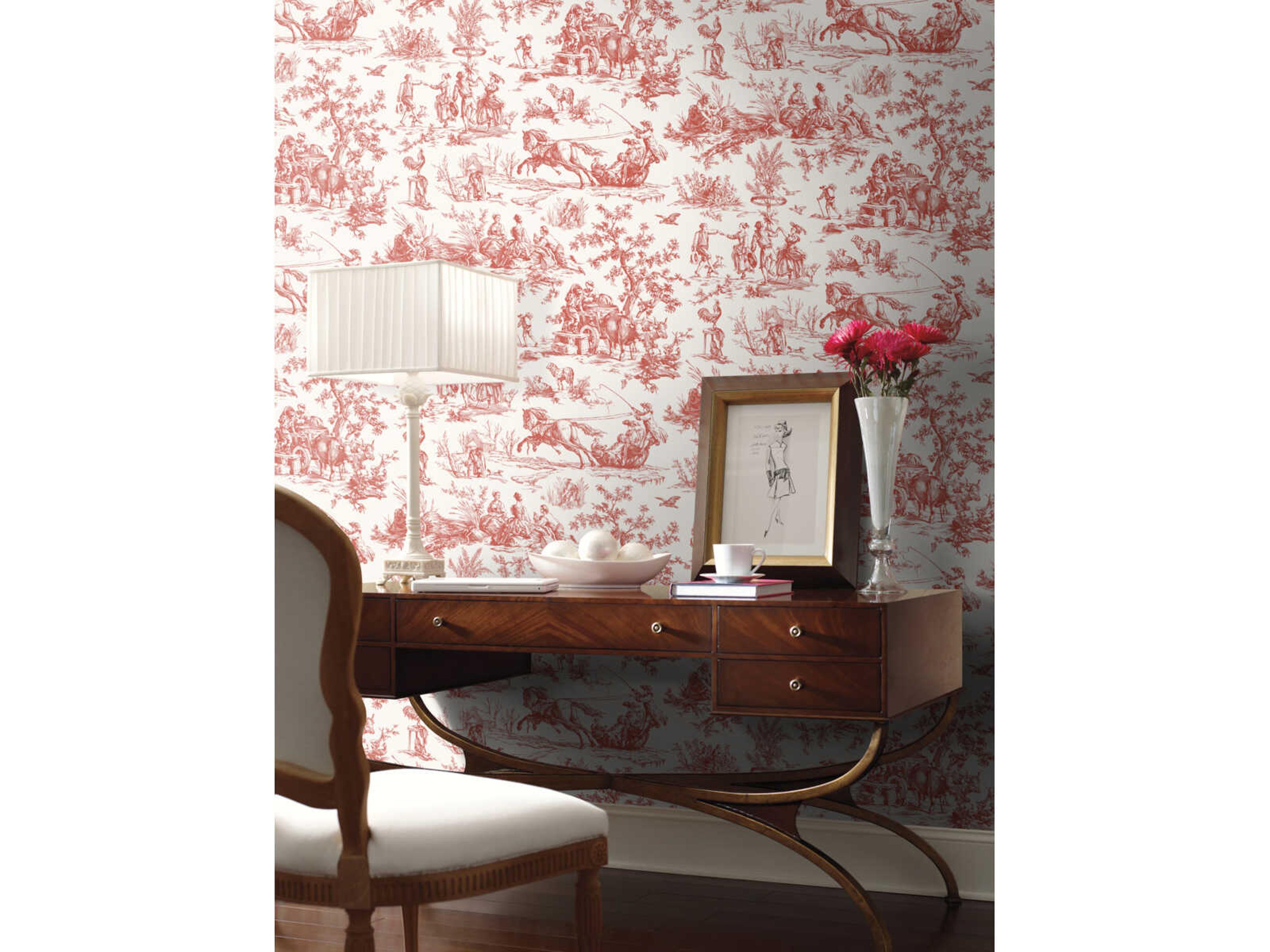 Grandmillennial Red Seasons Toile Wallpaper