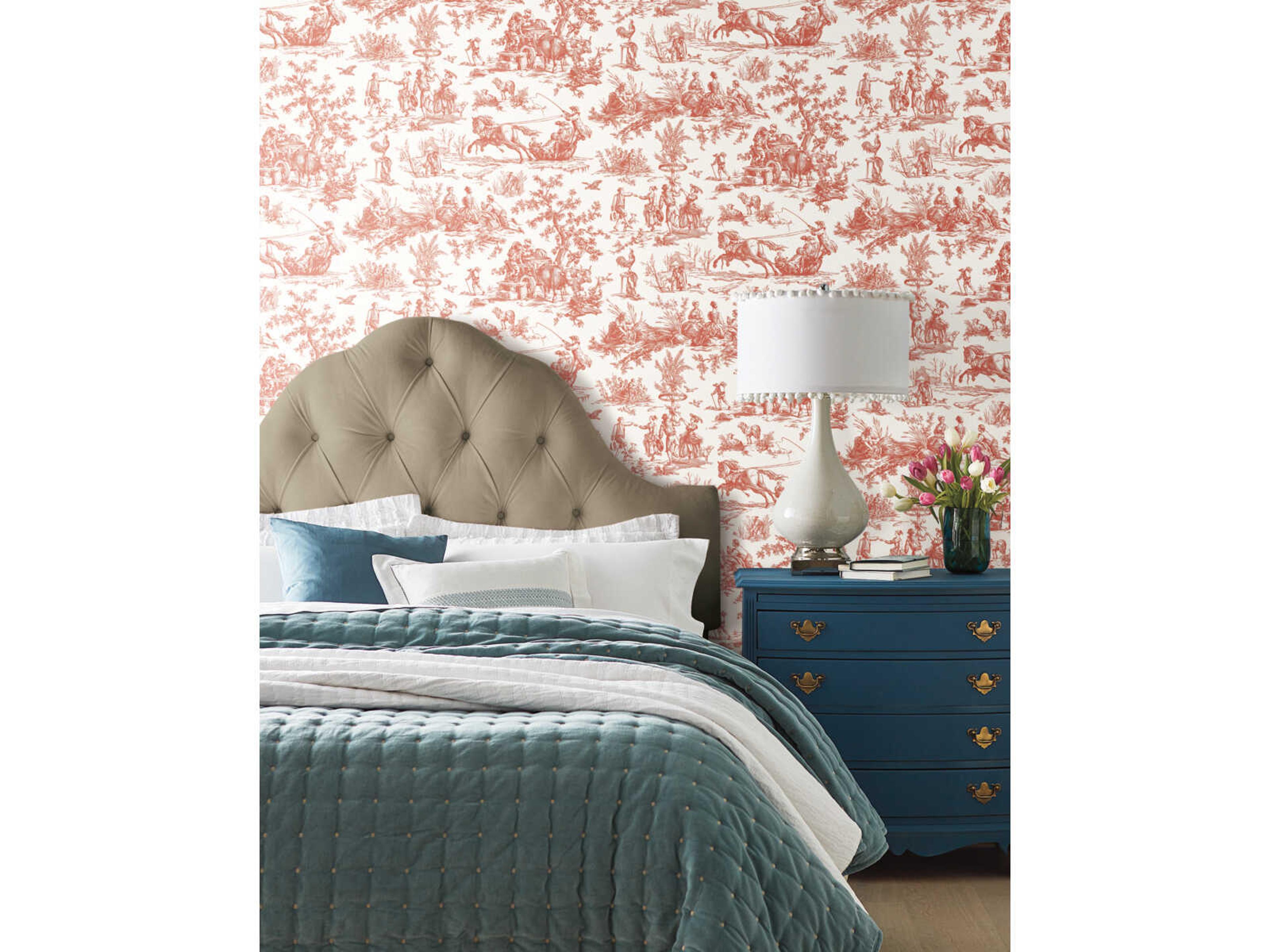 York Wallcoverings Grandmillennial Red Seasons Toile Wallpaper