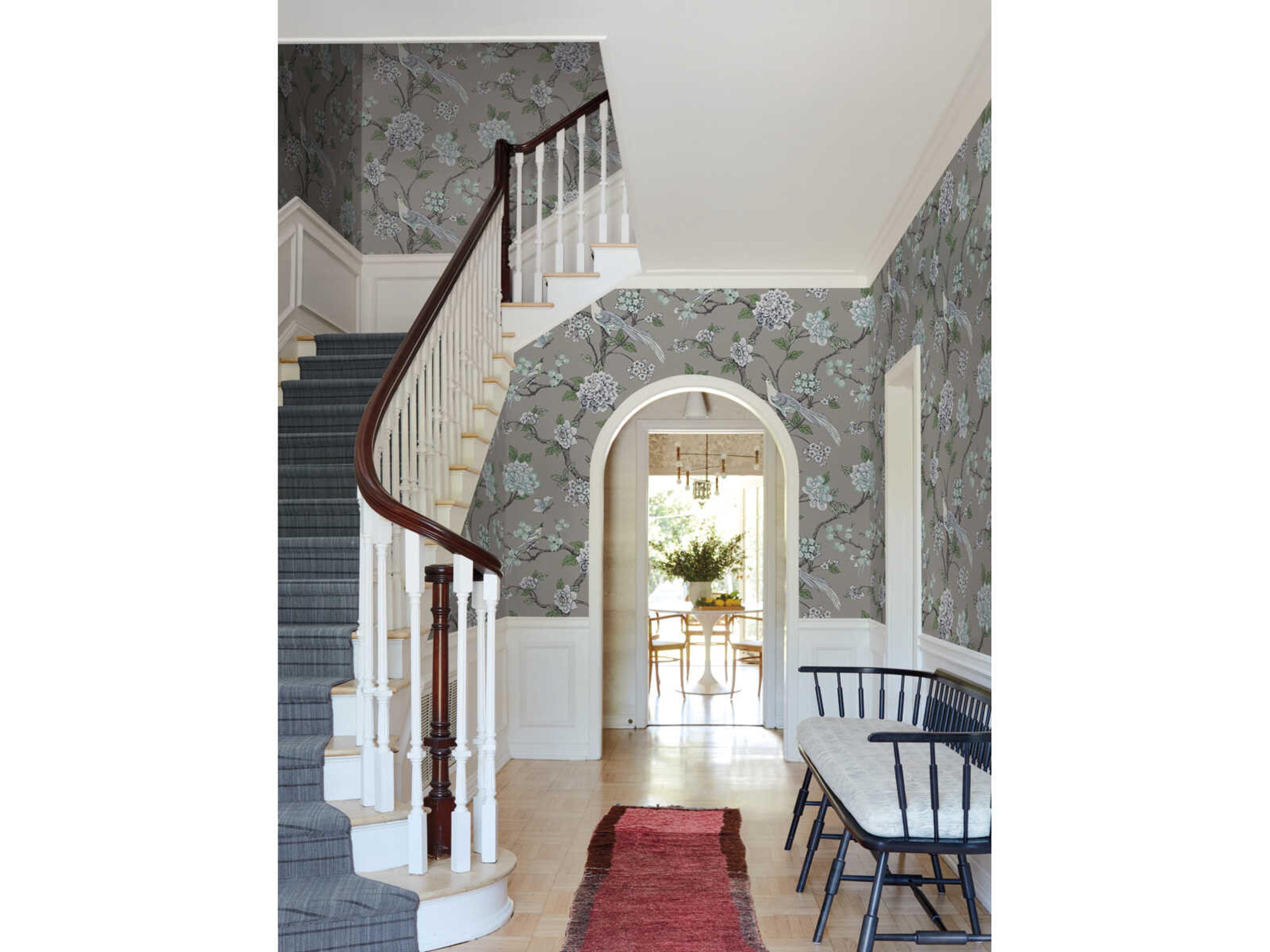 Grandmillennial Grey Fanciful Wallpaper