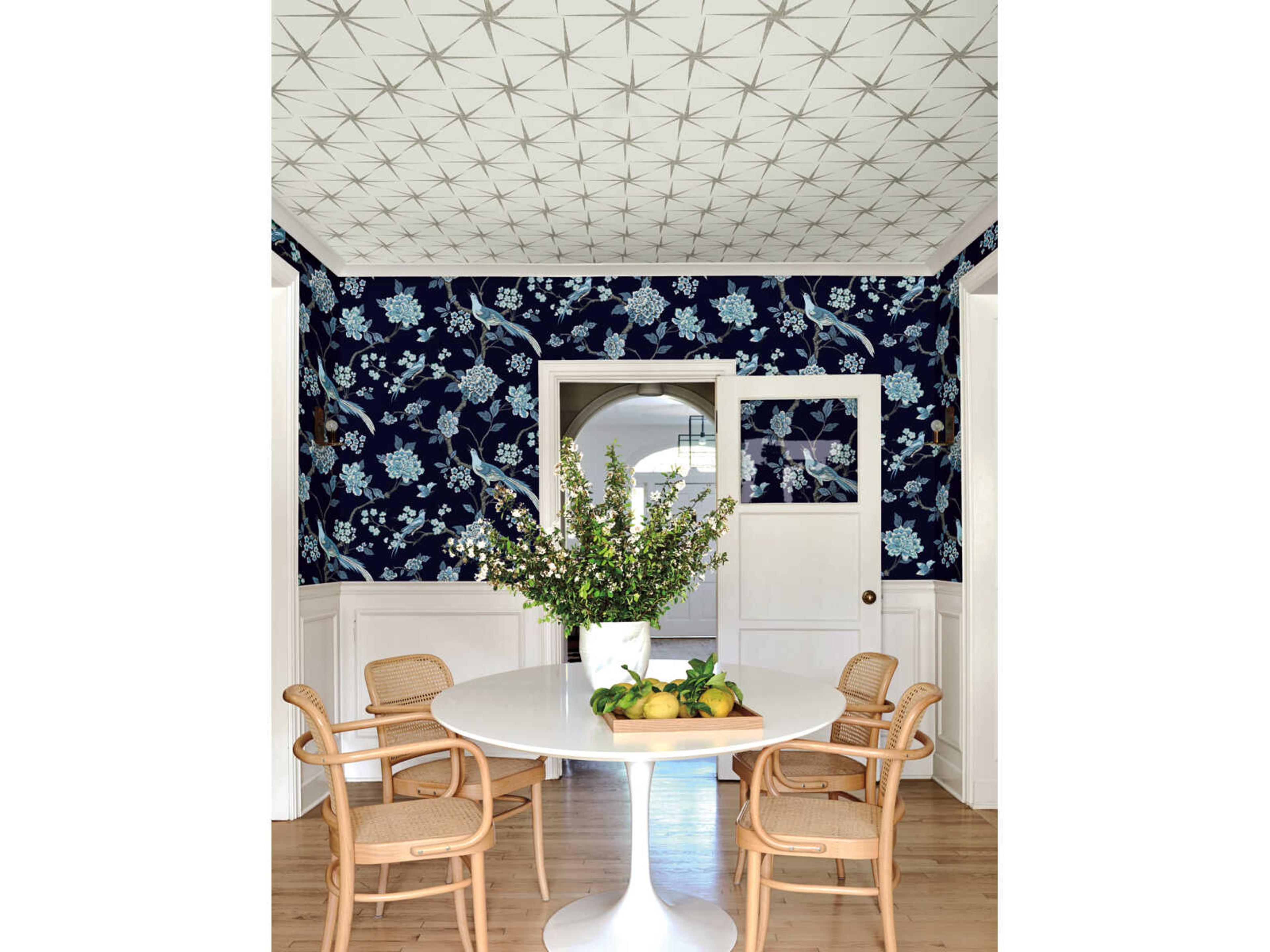York Wallcoverings Grandmillennial Navy Fanciful Wallpaper