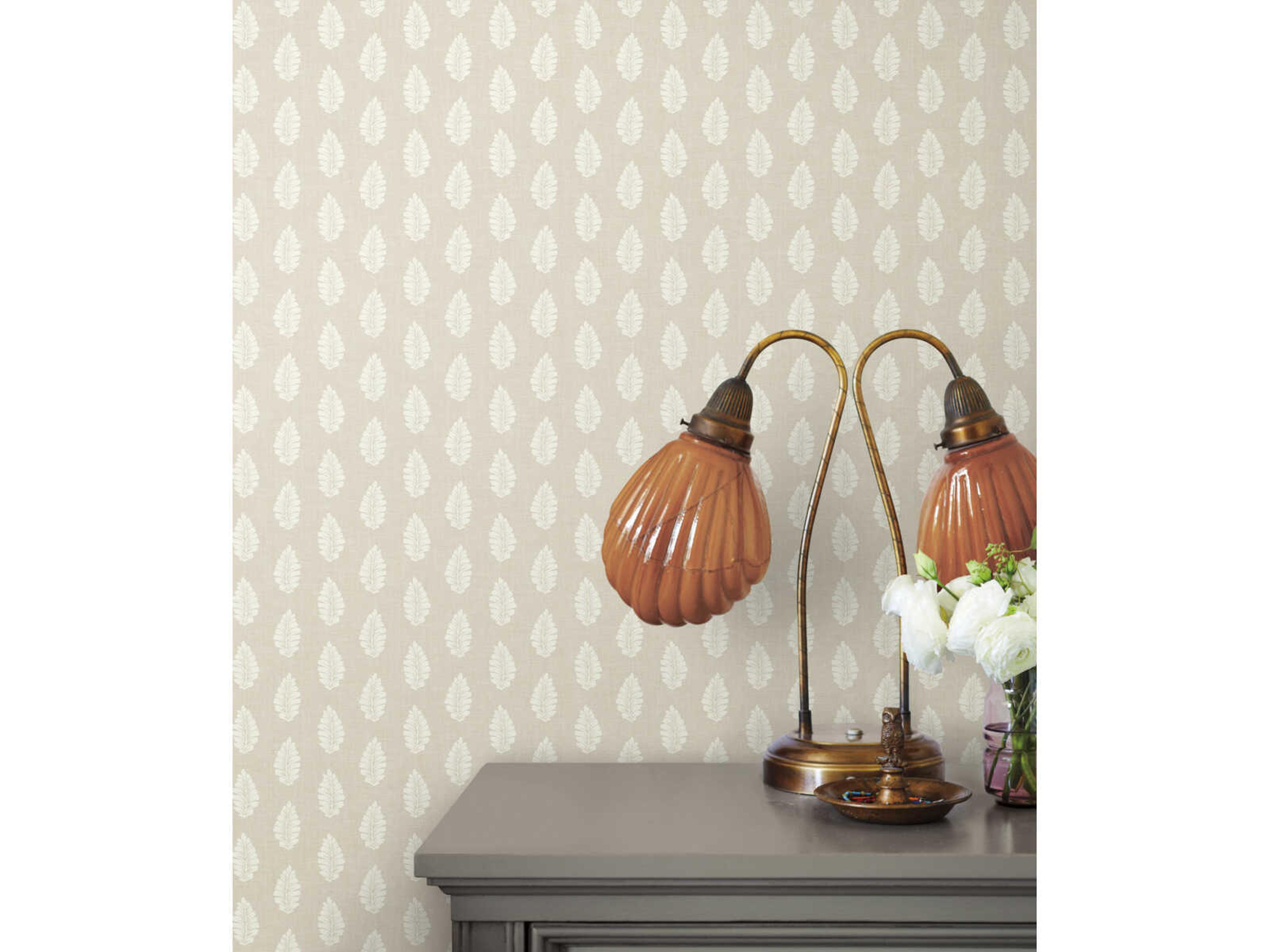 York Wallcoverings Grandmillennial Linen Leaf Pendant Wallpaper