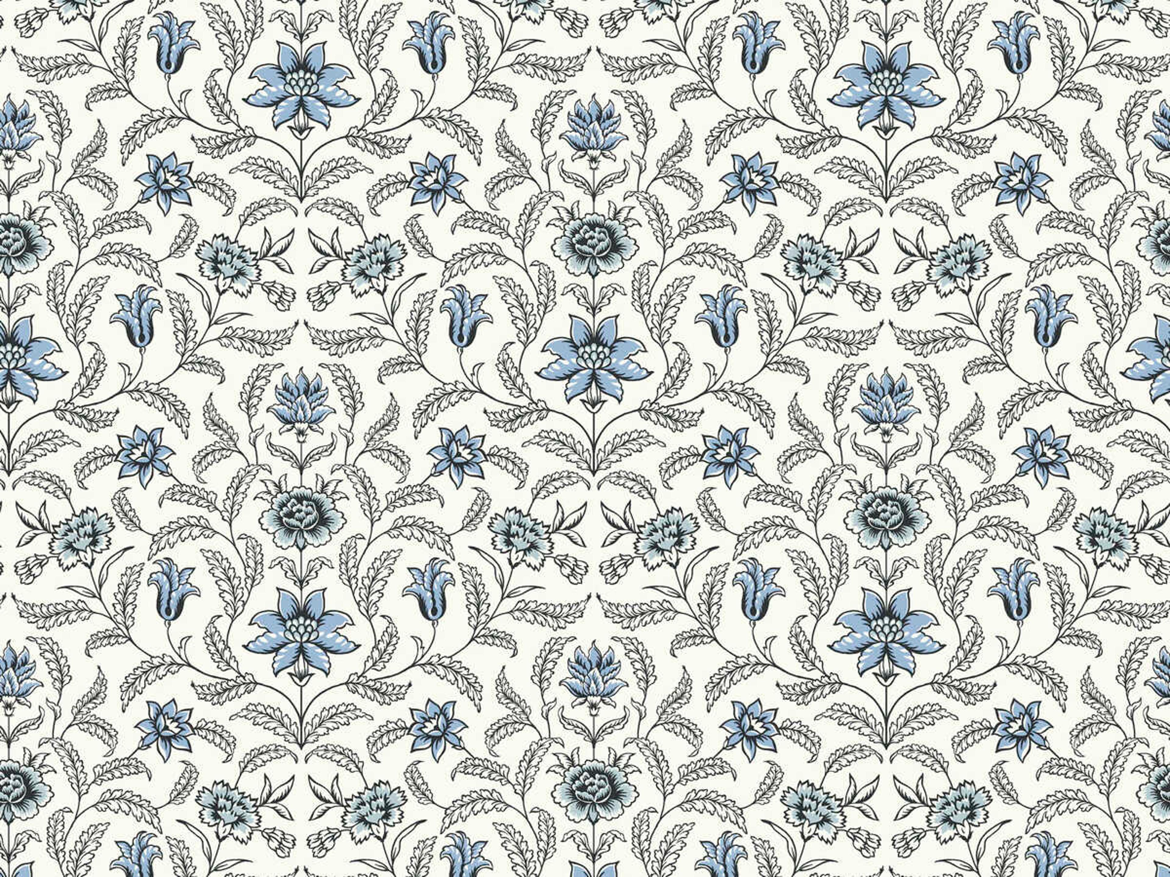 York Wallcoverings Grandmillennial Blue Vintage Blooms Wallpaper