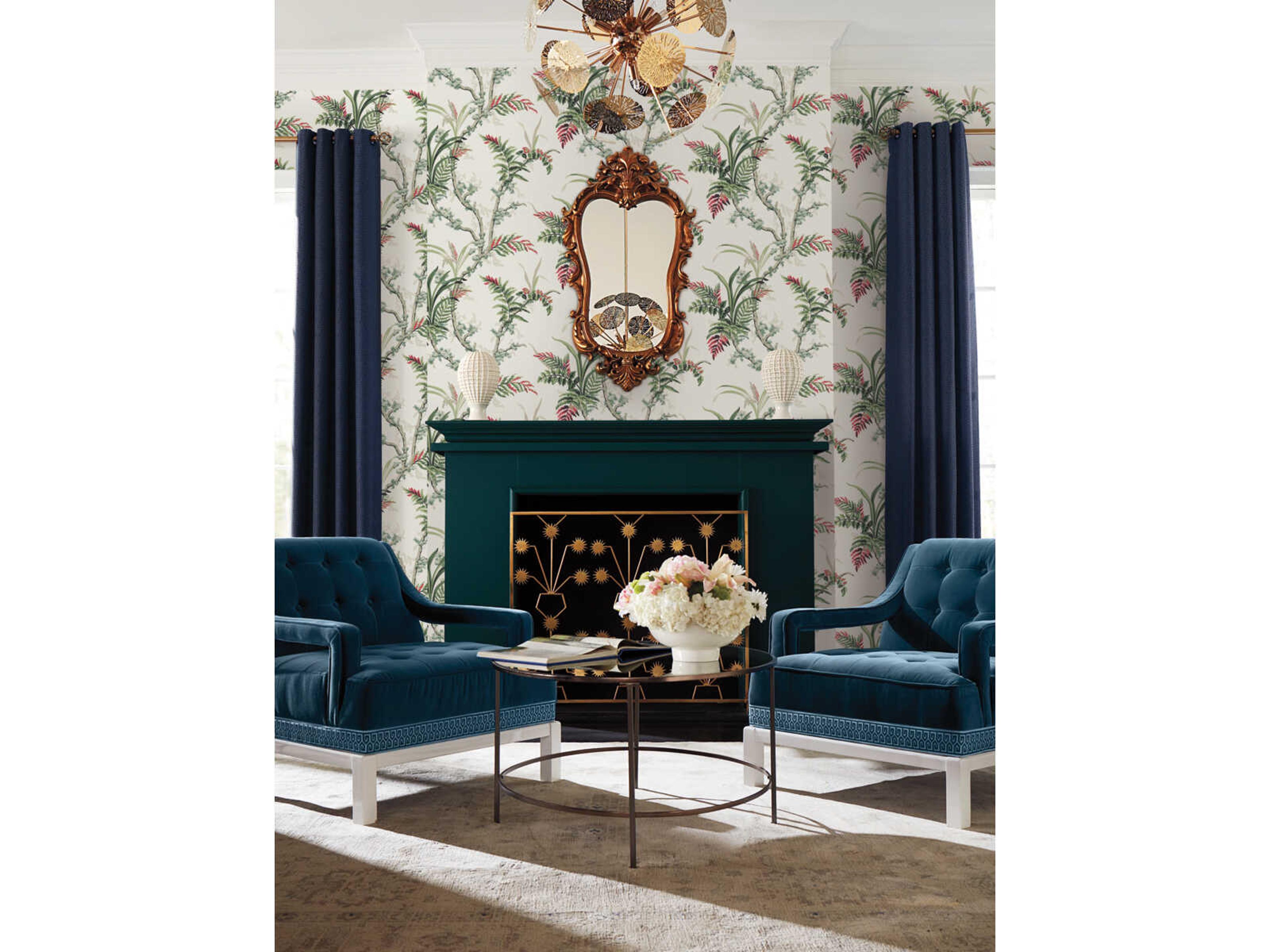 York Wallcoverings Grandmillennial Green Red Enchanted Fern Wallpaper