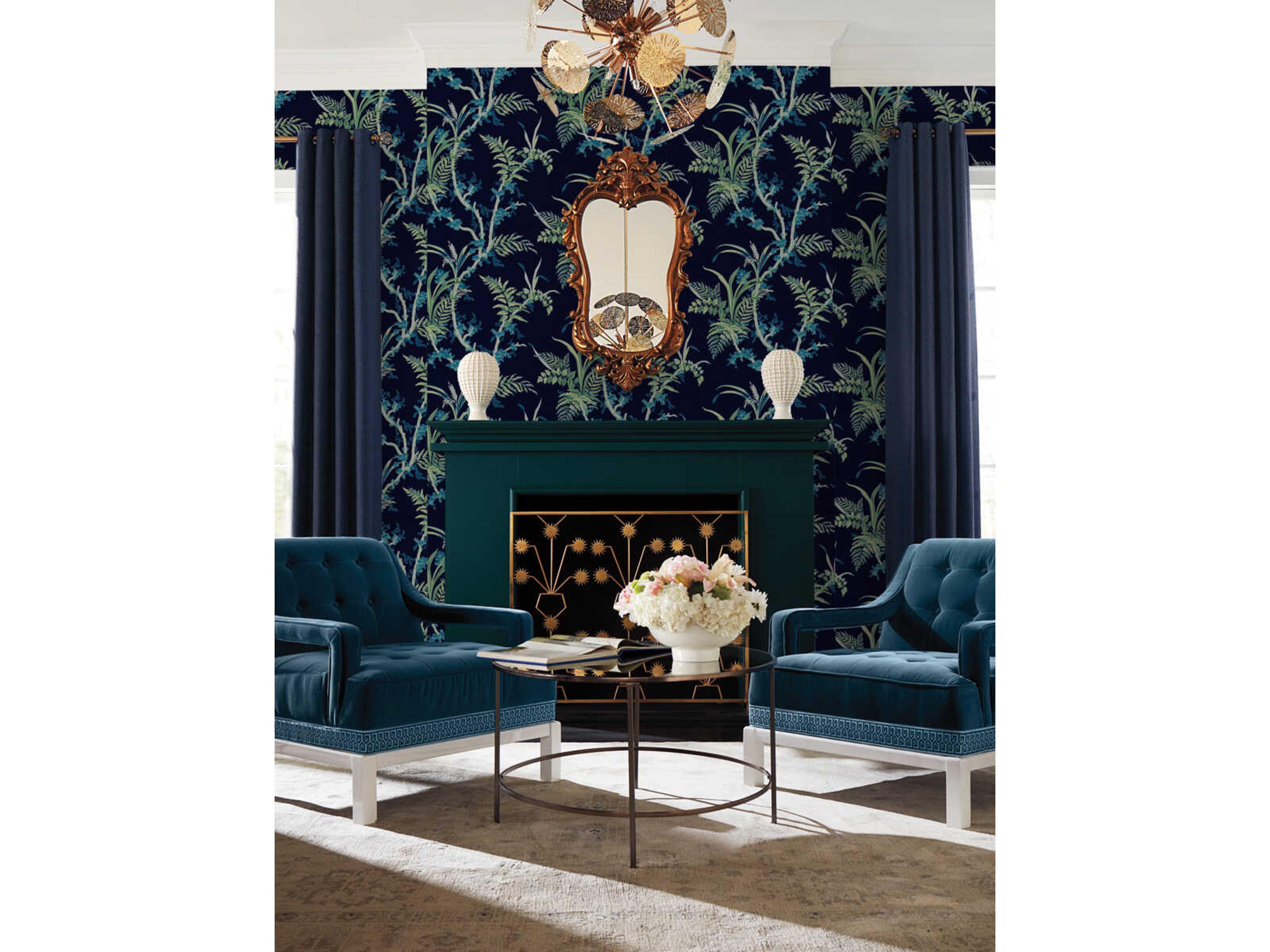 York Wallcoverings Grandmillennial Navy Green Enchanted Fern Wallpaper