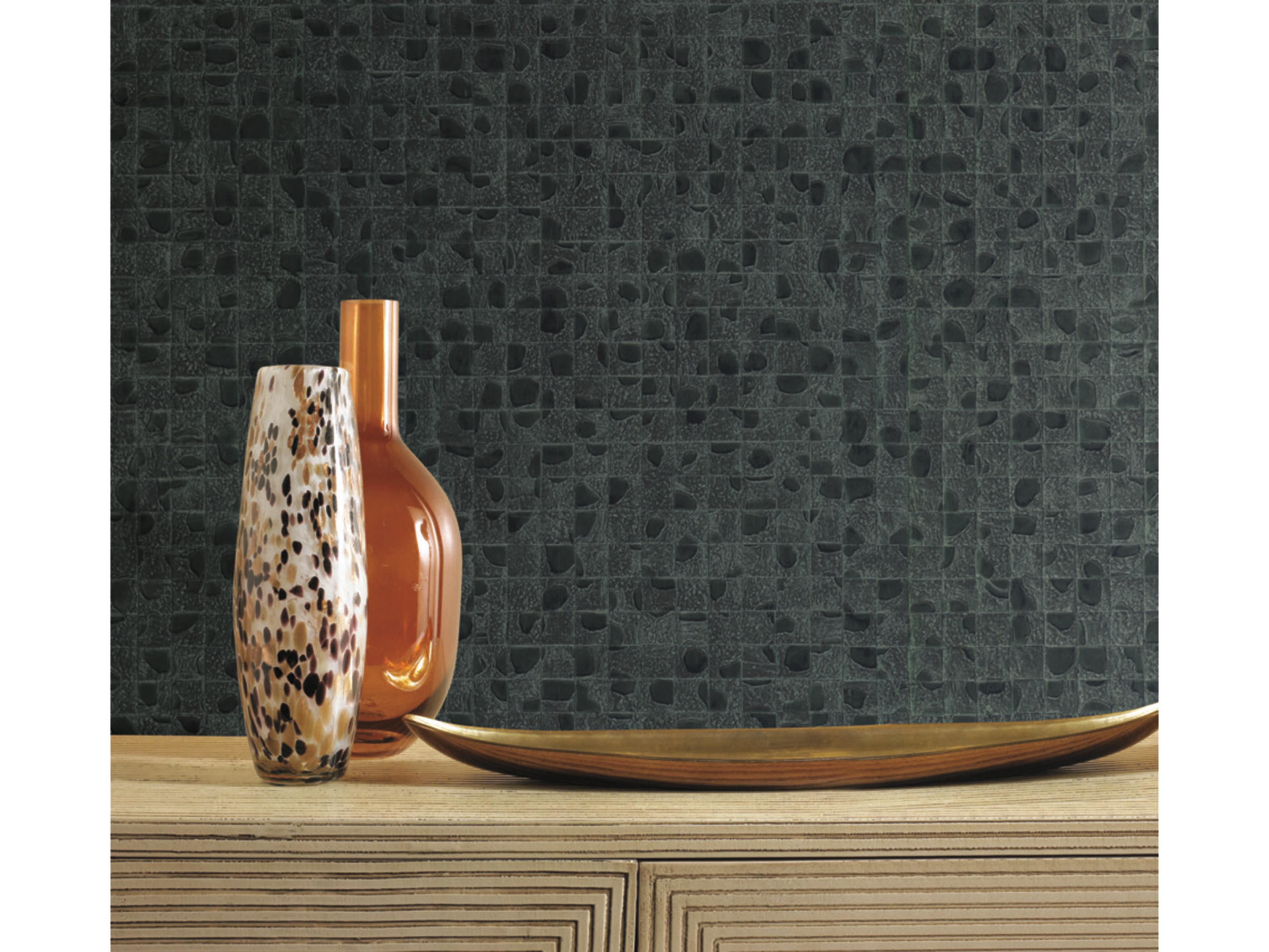 York Wallcoverings Ronald Redding Traveler Dark Green Leather Lux Wallpaper