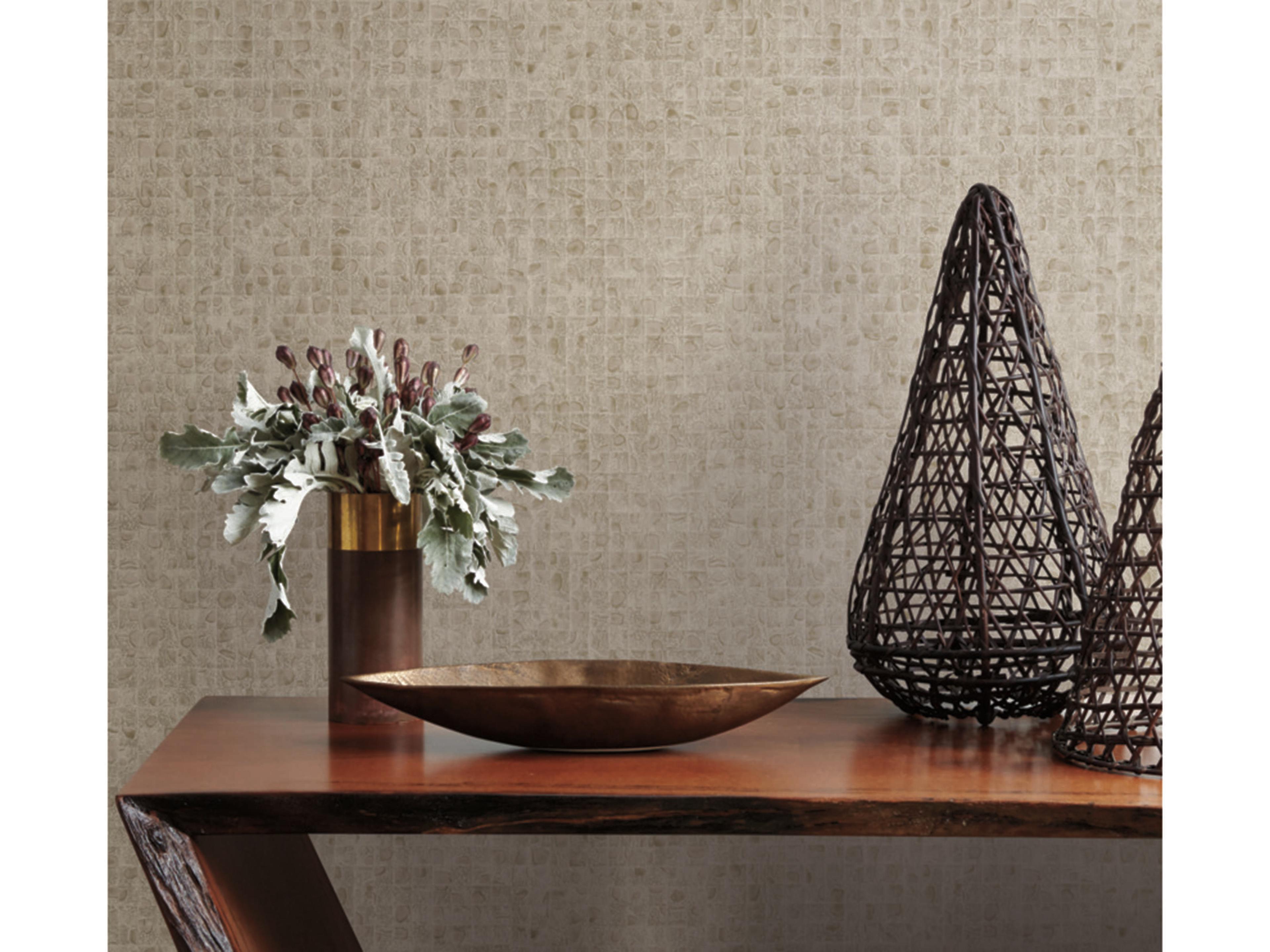 Ronald Redding Traveler Beige Leather Lux Wallpaper